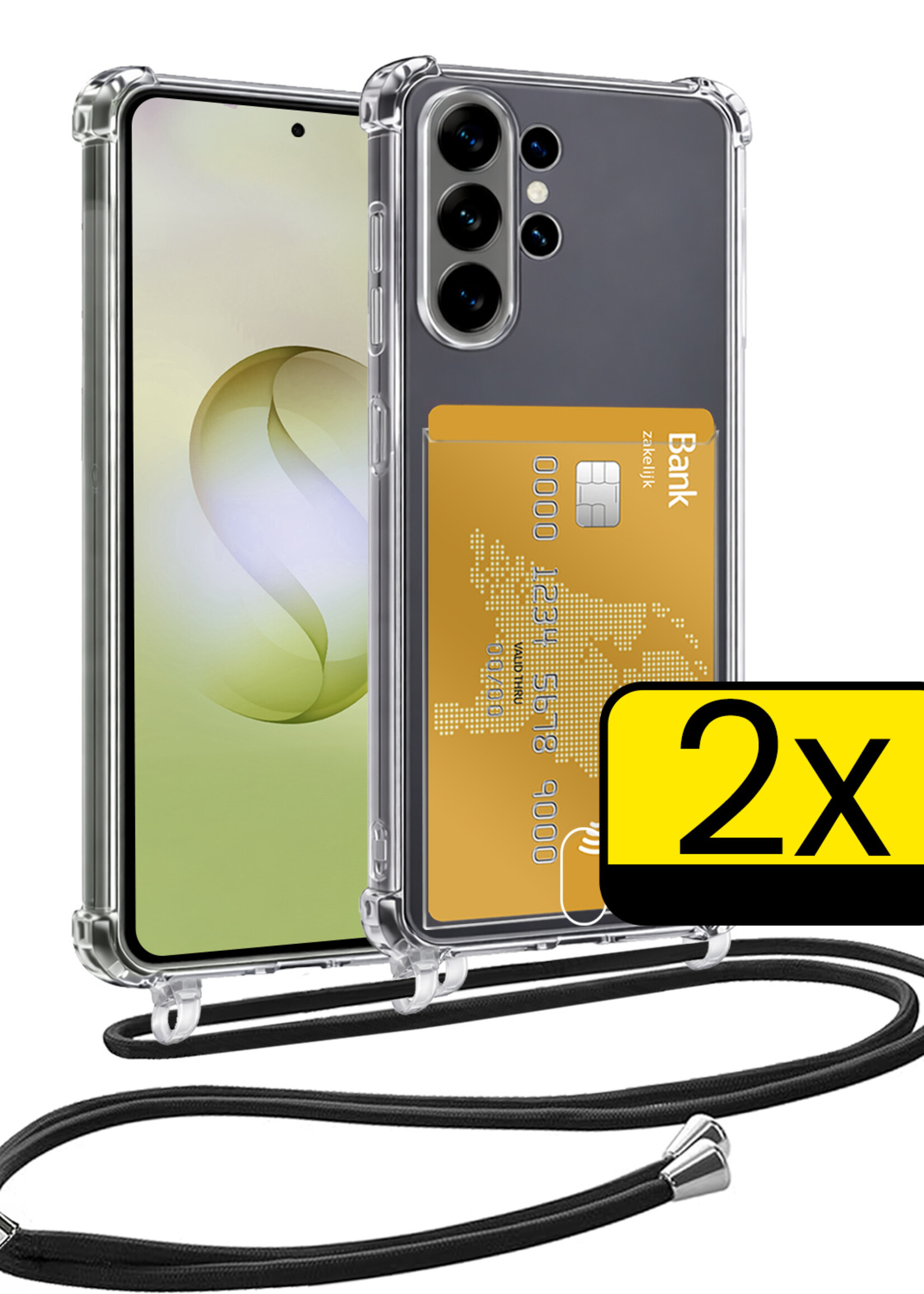 LUQ LUQ Samsung Galaxy S26 Ultra Hoesje Pashouder met Koord - 2 PACK