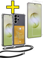 LUQ LUQ Samsung Galaxy S26 Ultra Hoesje Pashouder met Koord Met Screenprotector