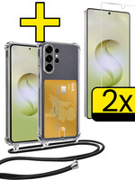 LUQ LUQ Samsung Galaxy S26 Ultra Hoesje Pashouder met Koord Met 2x Screenprotector