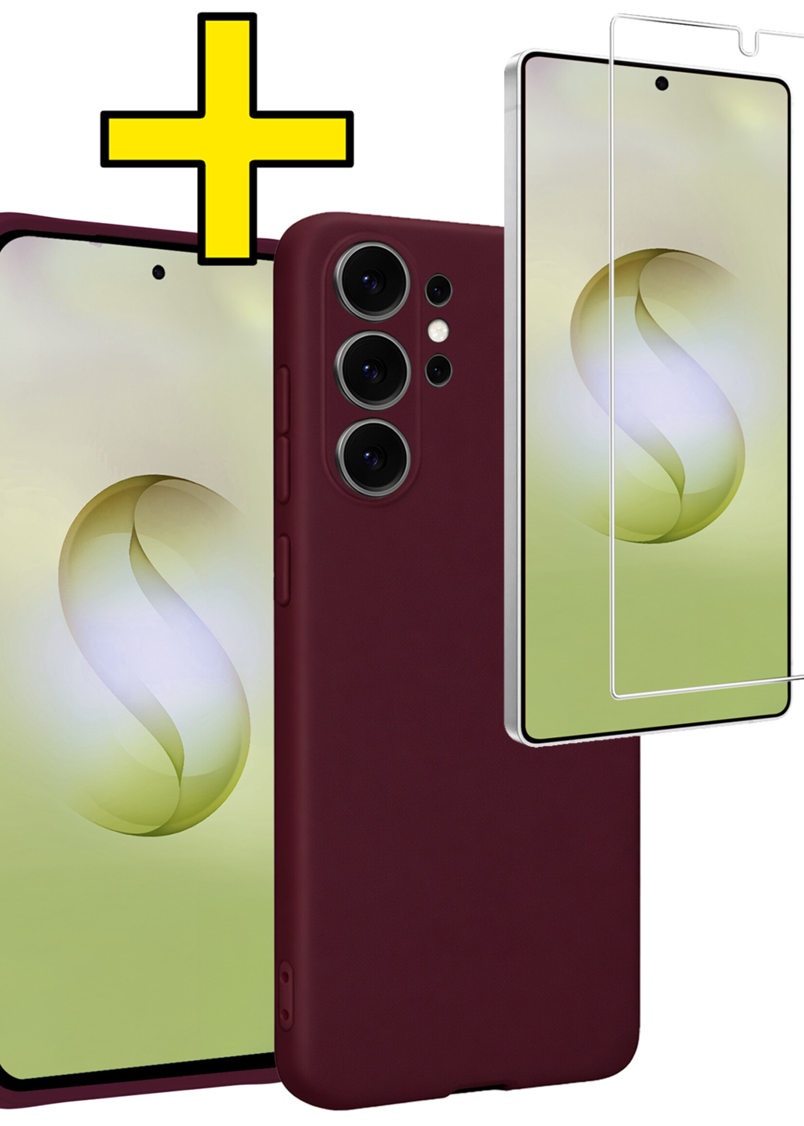 LUQ LUQ Samsung Galaxy S26 Ultra Hoesje Siliconen Met Screenprotector - Aubergine