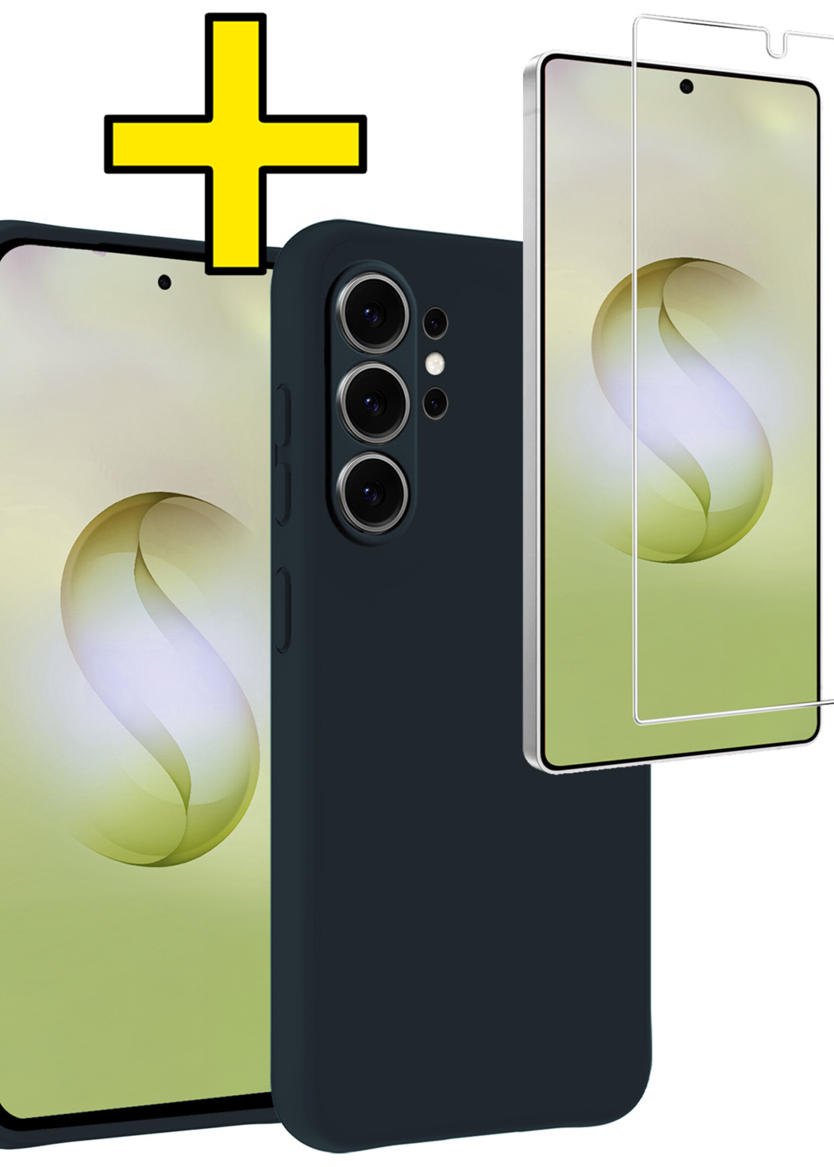 LUQ LUQ Samsung Galaxy S26 Ultra Hoesje Siliconen Met Screenprotector - Donkerblauw