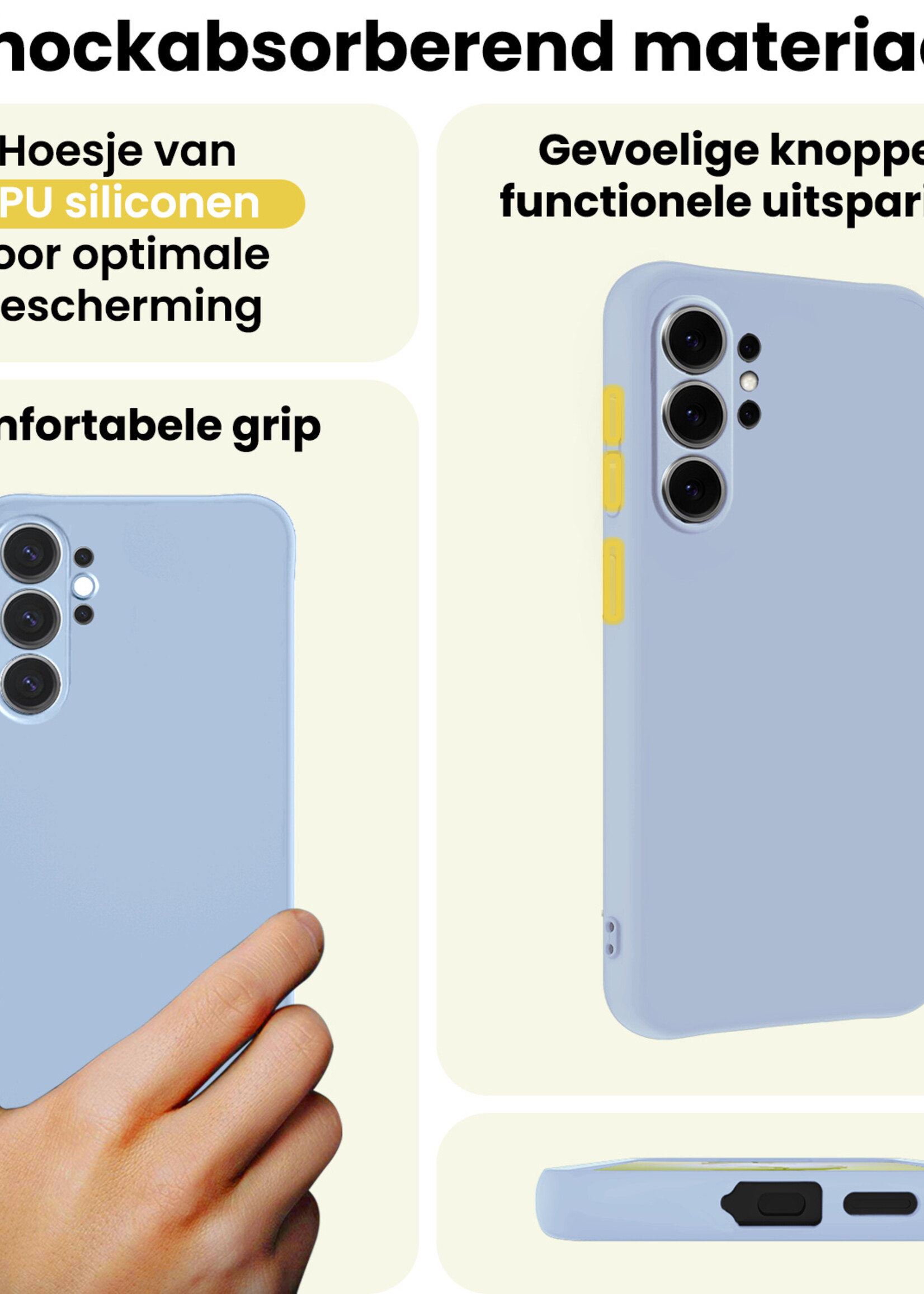 LUQ LUQ Samsung Galaxy S26 Ultra Hoesje Siliconen Met Screenprotector - Lichtblauw