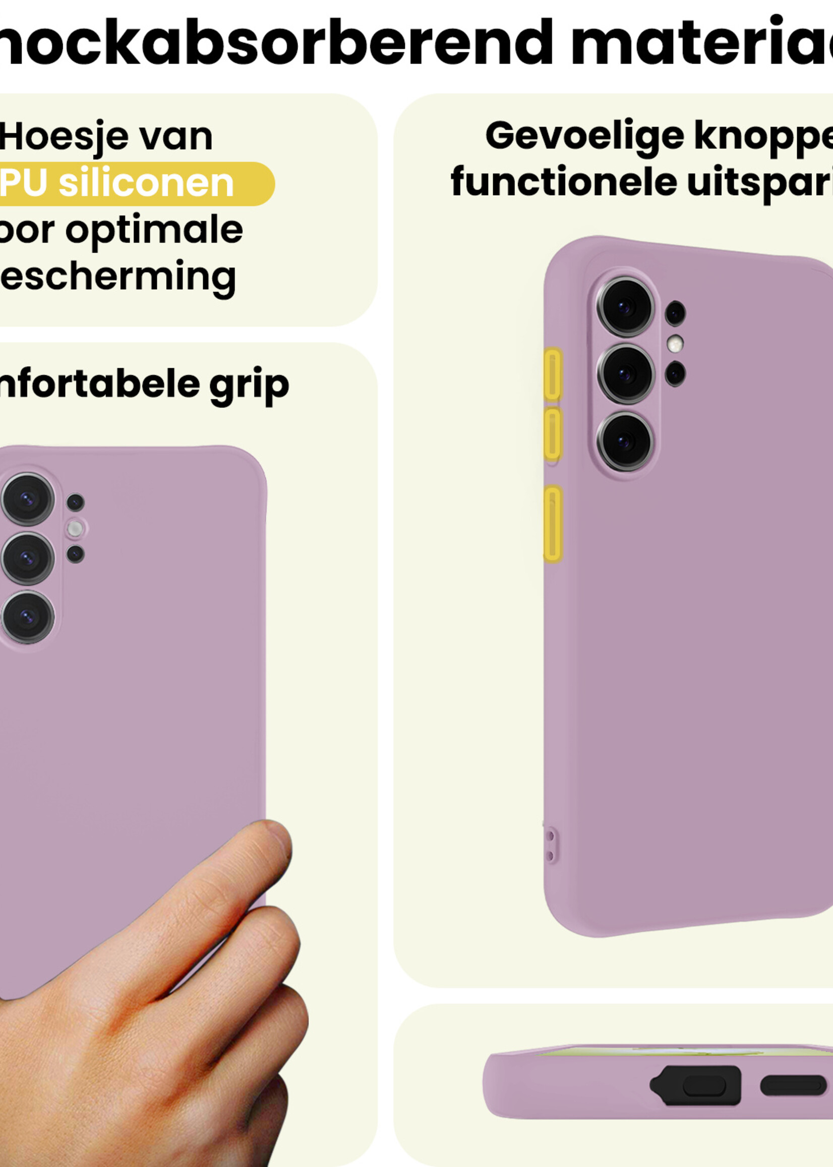 LUQ LUQ Samsung Galaxy S26 Ultra Hoesje Siliconen Met Screenprotector - Lila