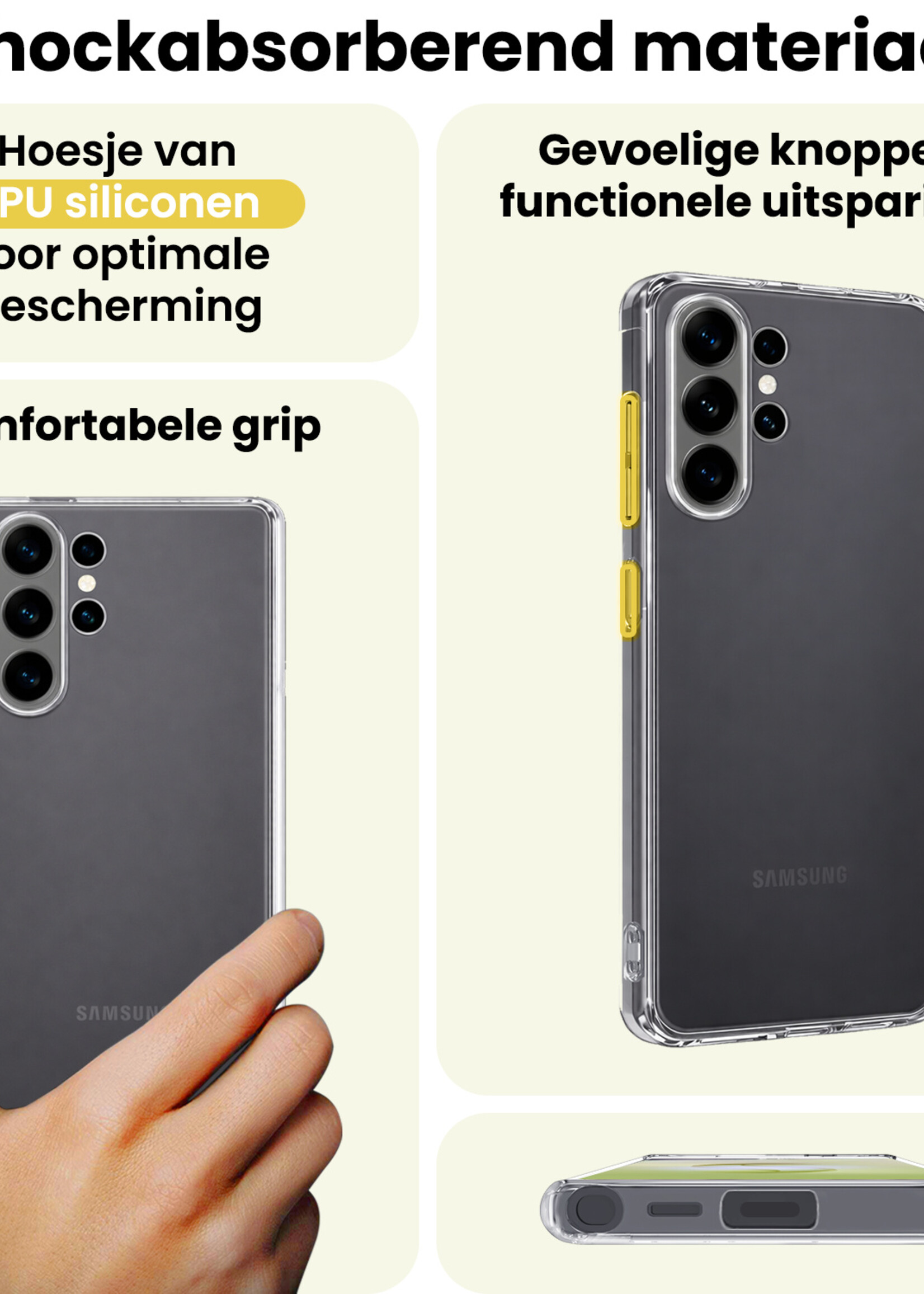 LUQ LUQ Samsung Galaxy S26 Ultra Hoesje Siliconen Met Screenprotector - Transparant