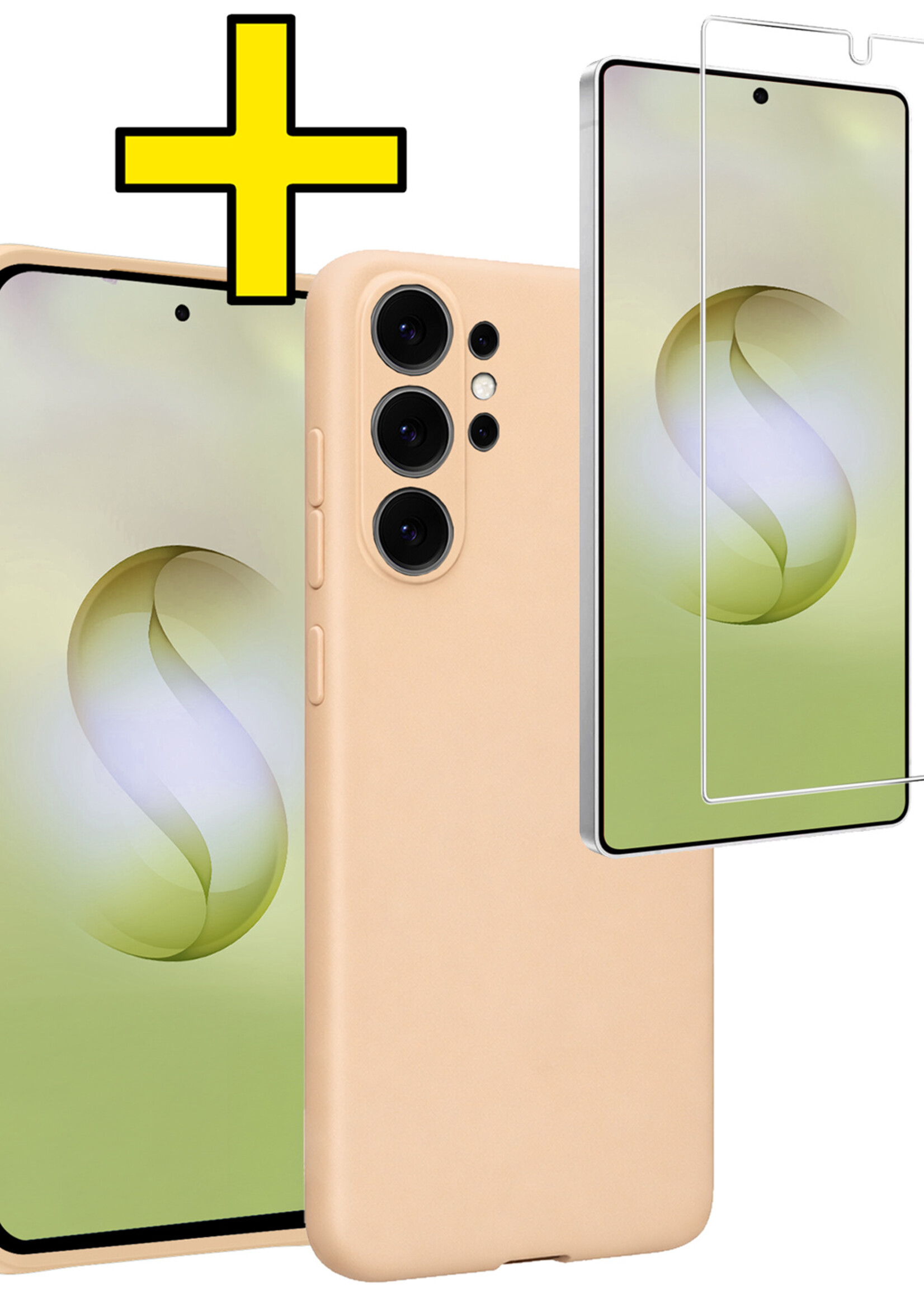 LUQ LUQ Samsung Galaxy S26 Ultra Hoesje Siliconen Met Screenprotector - Zand