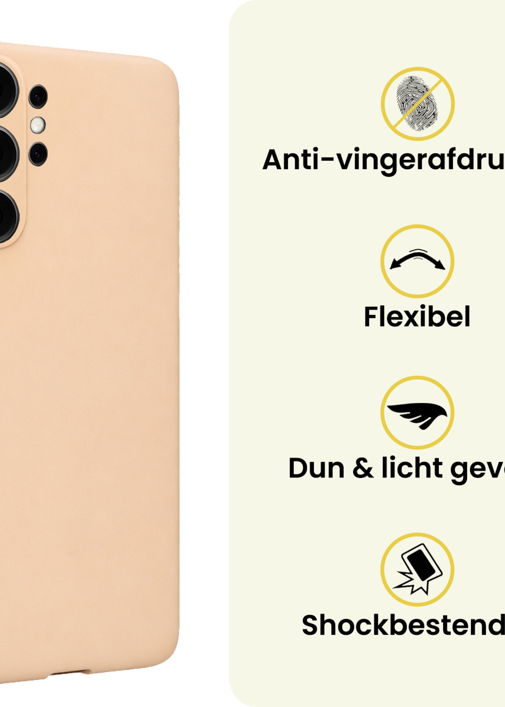 LUQ LUQ Samsung Galaxy S26 Ultra Hoesje Siliconen Met Screenprotector - Zand