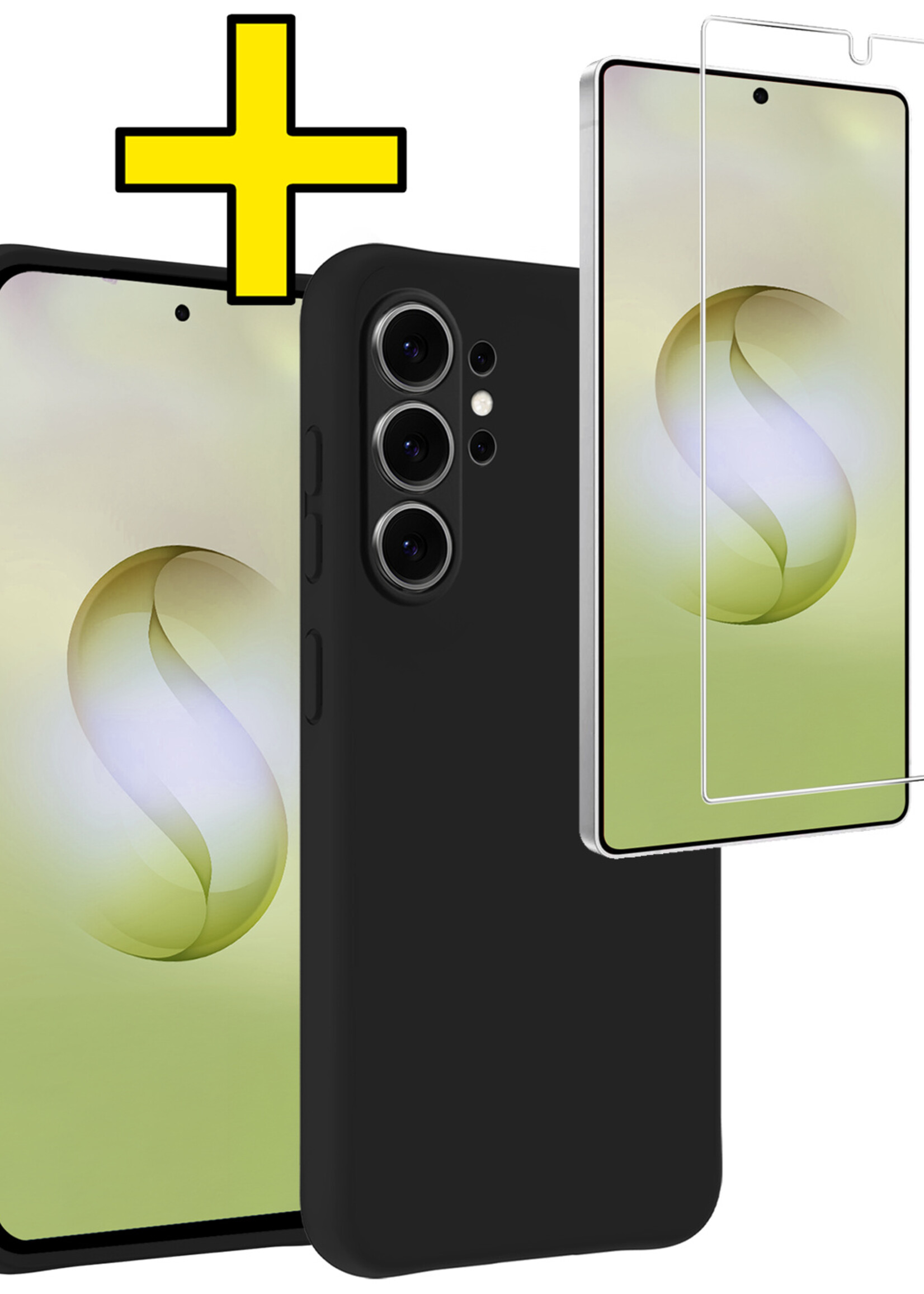 LUQ LUQ Samsung Galaxy S26 Ultra Hoesje Siliconen Met Screenprotector - Zwart