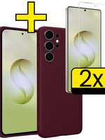 LUQ LUQ Samsung Galaxy S26 Ultra Hoesje Siliconen Met 2x Screenprotector - Aubergine