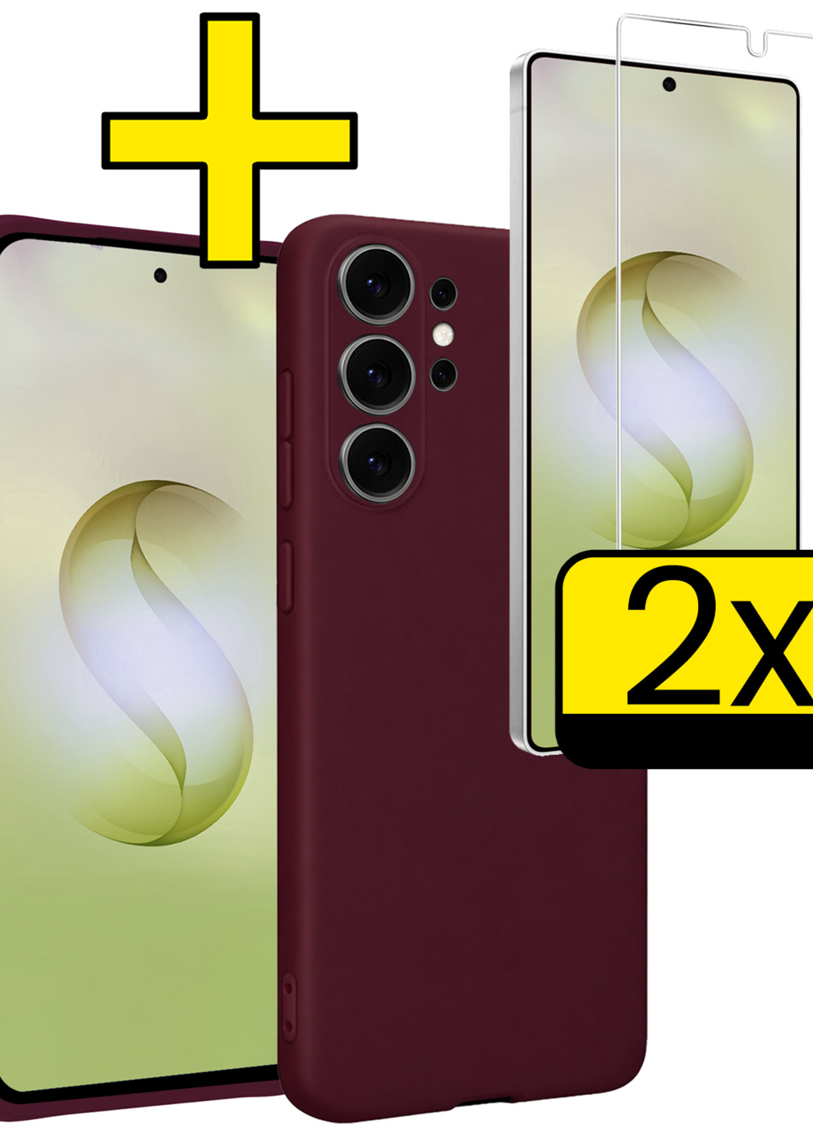 LUQ LUQ Samsung Galaxy S26 Ultra Hoesje Siliconen Met 2x Screenprotector - Aubergine
