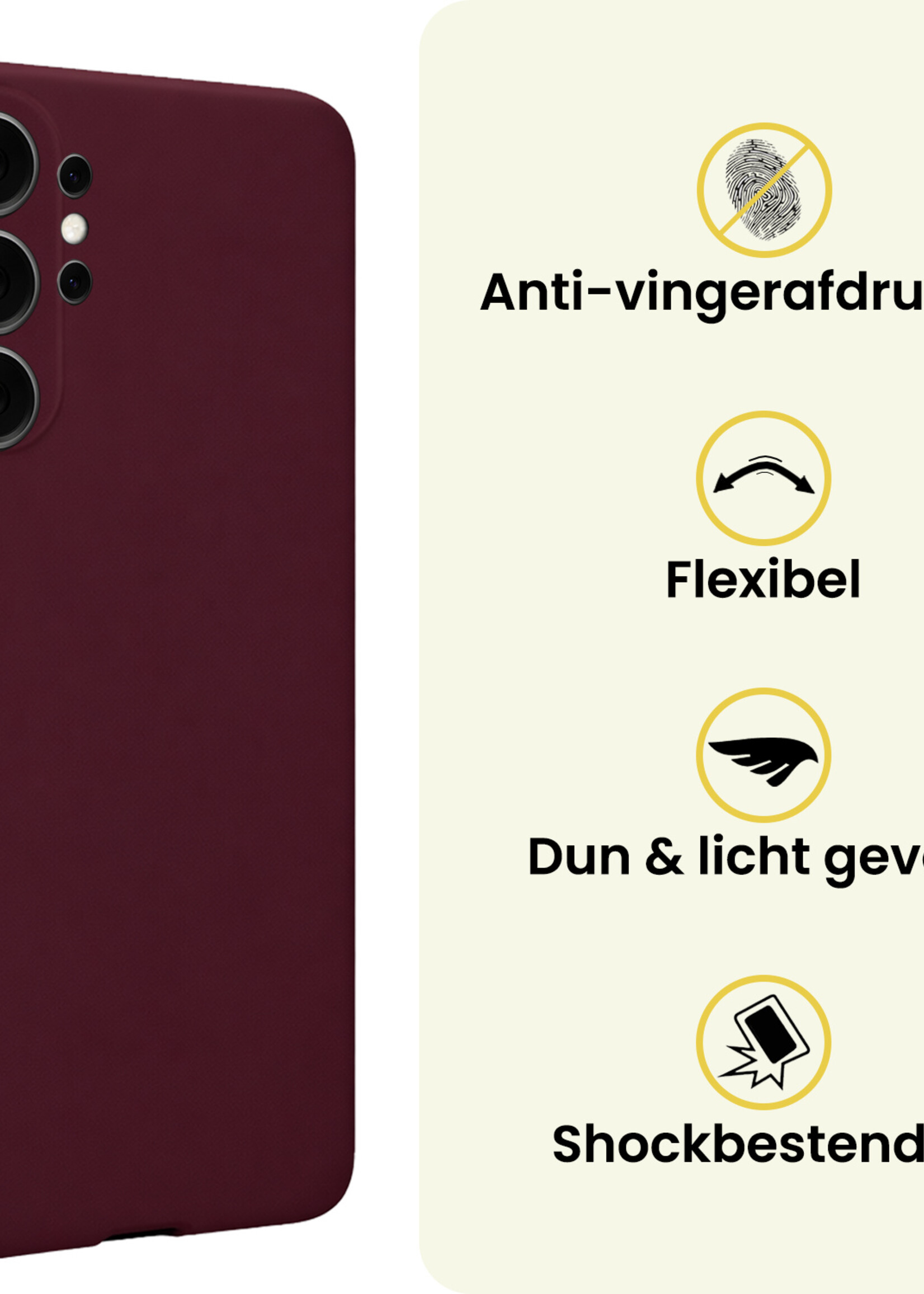 LUQ LUQ Samsung Galaxy S26 Ultra Hoesje Siliconen Met 2x Screenprotector - Aubergine