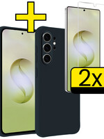LUQ LUQ Samsung Galaxy S26 Ultra Hoesje Siliconen Met 2x Screenprotector - Donkerblauw