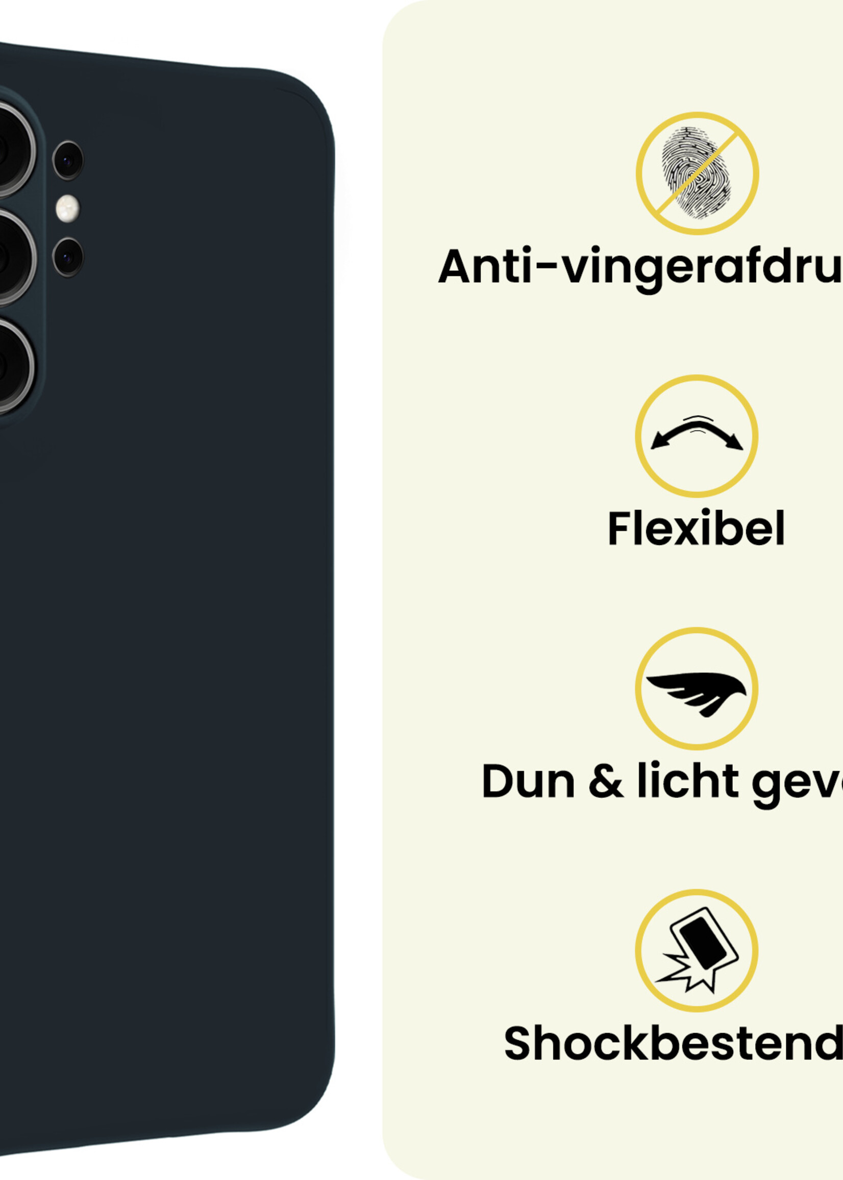 LUQ LUQ Samsung Galaxy S26 Ultra Hoesje Siliconen Met 2x Screenprotector - Donkerblauw