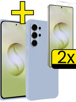 LUQ LUQ Samsung Galaxy S26 Ultra Hoesje Siliconen Met 2x Screenprotector - Lichtblauw