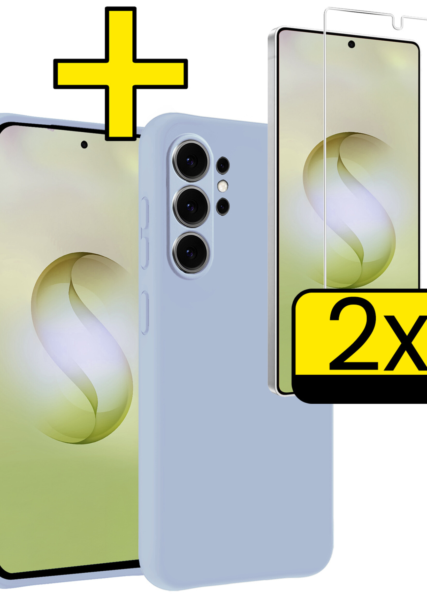 LUQ LUQ Samsung Galaxy S26 Ultra Hoesje Siliconen Met 2x Screenprotector - Lichtblauw