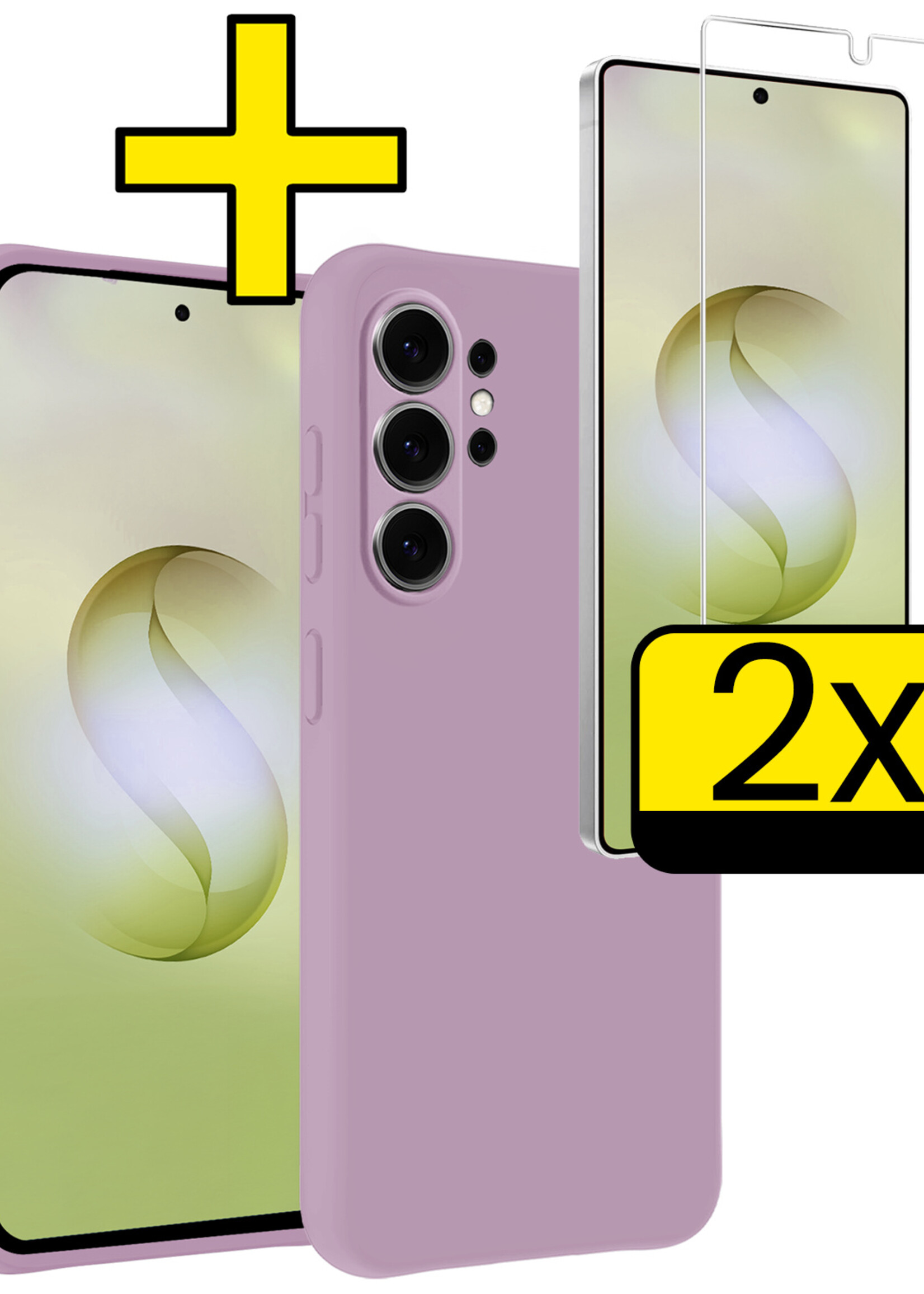 LUQ LUQ Samsung Galaxy S26 Ultra Hoesje Siliconen Met 2x Screenprotector - Lila