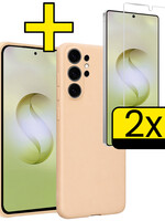 LUQ LUQ Samsung Galaxy S26 Ultra Hoesje Siliconen Met 2x Screenprotector - Zand