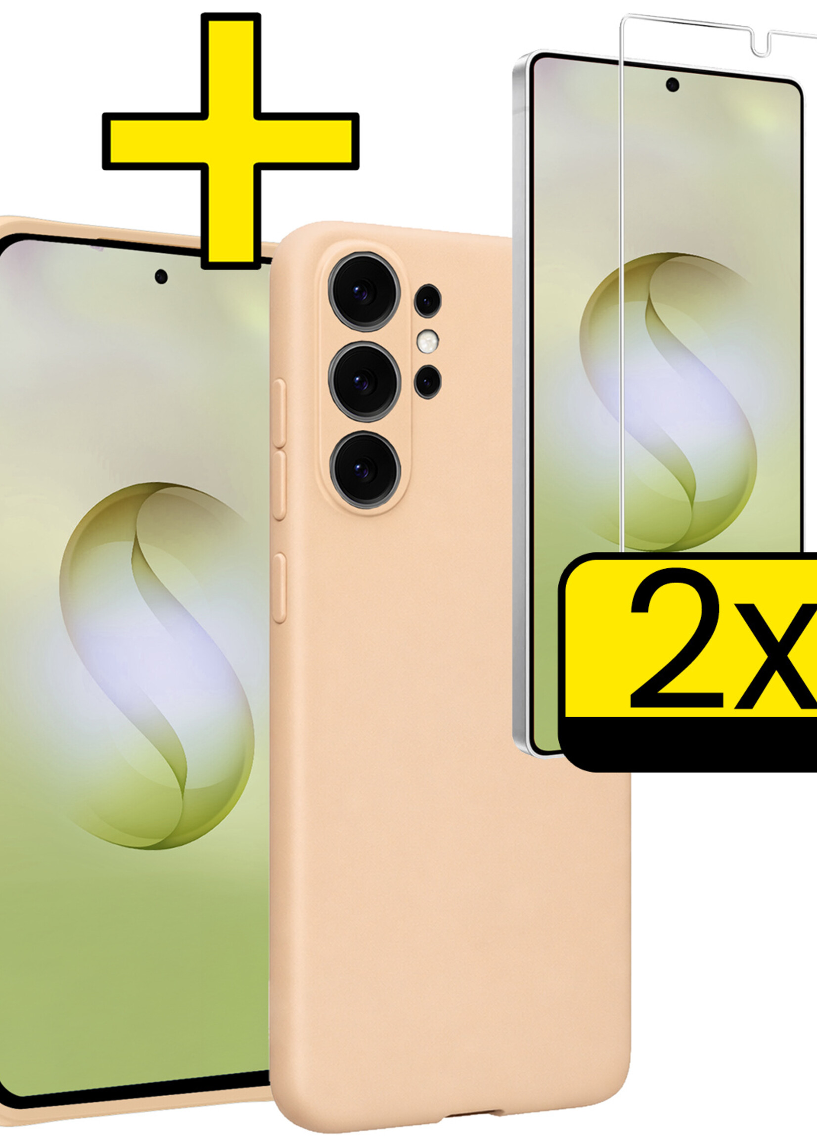 LUQ LUQ Samsung Galaxy S26 Ultra Hoesje Siliconen Met 2x Screenprotector - Zand