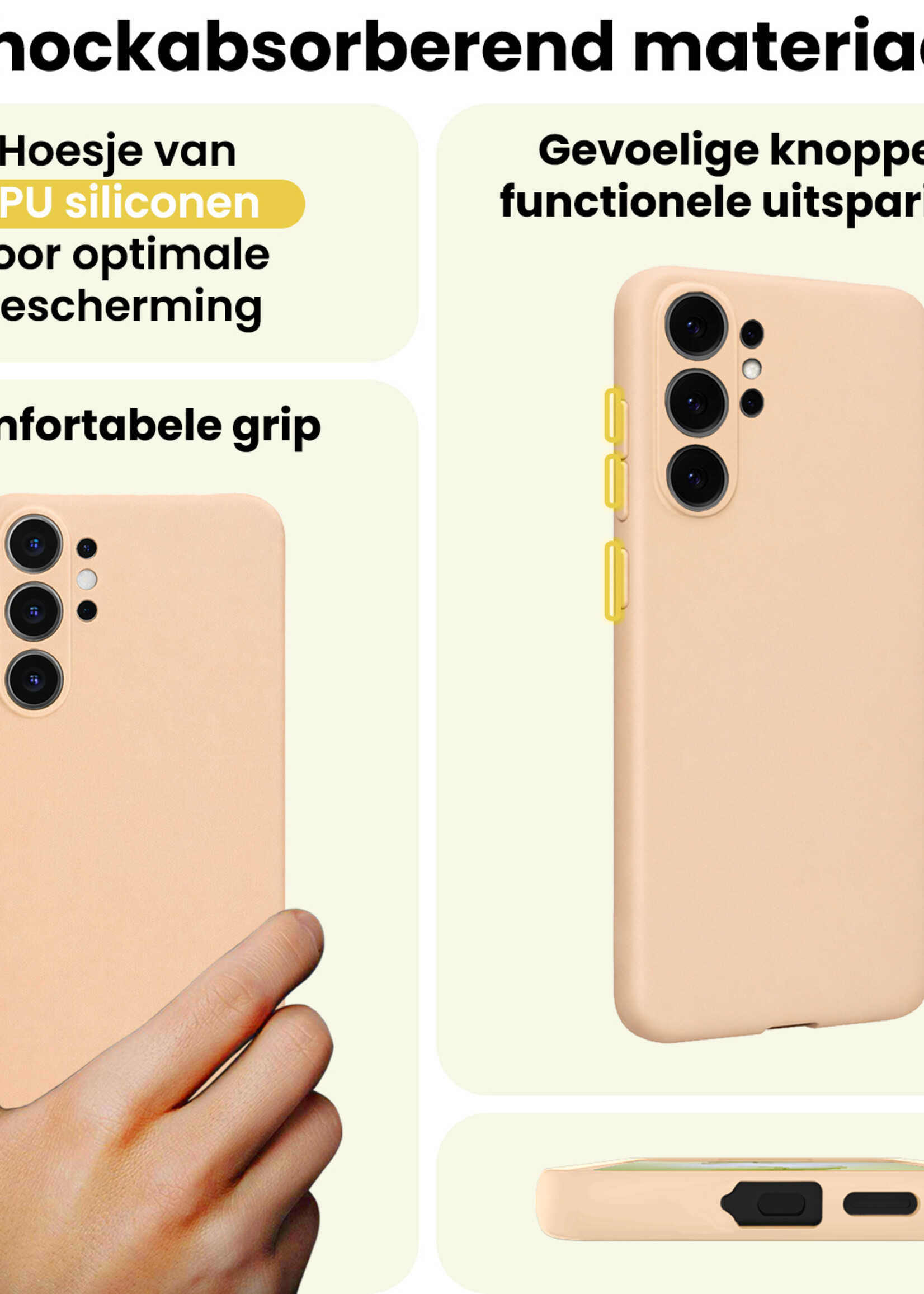 LUQ LUQ Samsung Galaxy S26 Ultra Hoesje Siliconen Met 2x Screenprotector - Zand