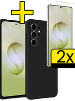 LUQ LUQ Samsung Galaxy S26 Ultra Hoesje Siliconen Met 2x Screenprotector - Zwart