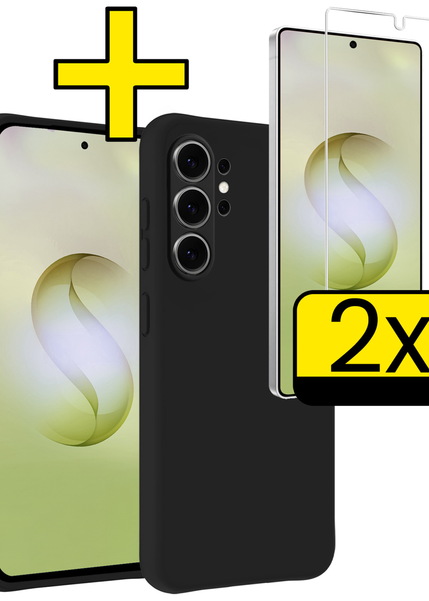 LUQ LUQ Samsung Galaxy S26 Ultra Hoesje Siliconen Met 2x Screenprotector - Zwart