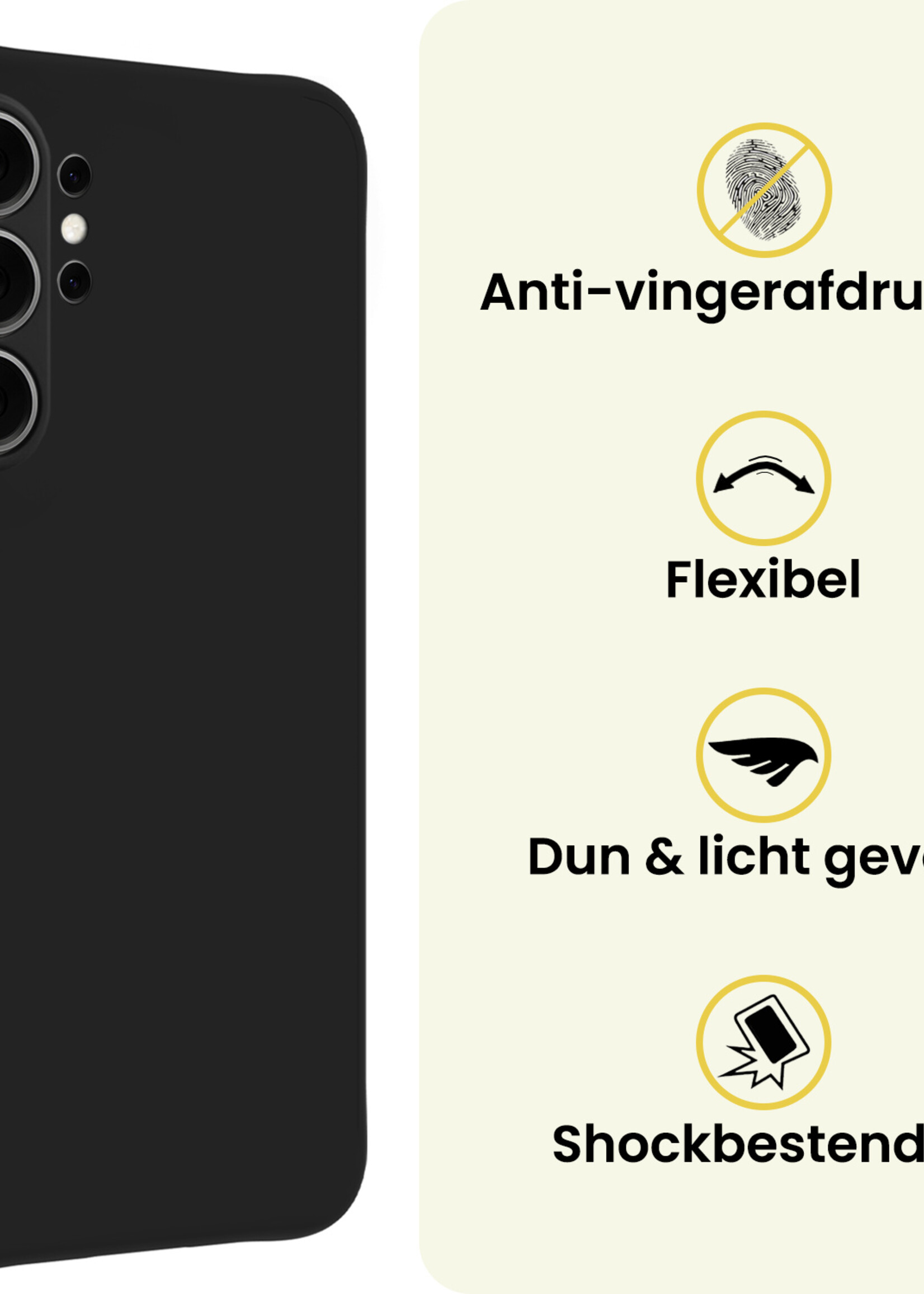 LUQ LUQ Samsung Galaxy S26 Ultra Hoesje Siliconen Met 2x Screenprotector - Zwart