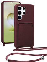 LUQ LUQ Samsung Galaxy S26 Ultra Hoesje Pashouder met Koord - Aubergine