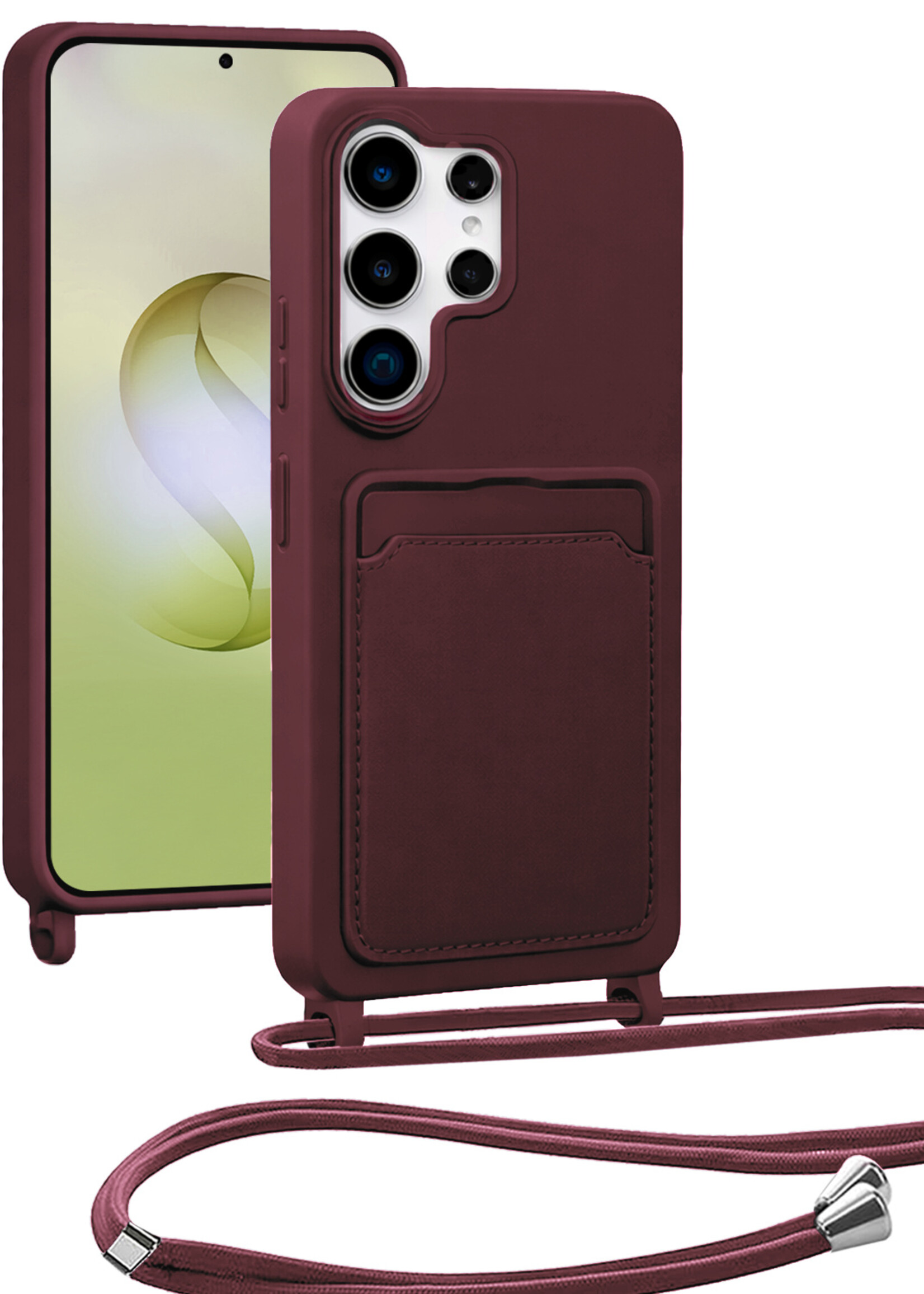 LUQ LUQ Samsung Galaxy S26 Ultra Hoesje Pashouder met Koord - Aubergine