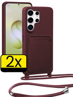 LUQ LUQ Samsung Galaxy S26 Ultra Hoesje Pashouder met Koord - Aubergine - 2 PACK