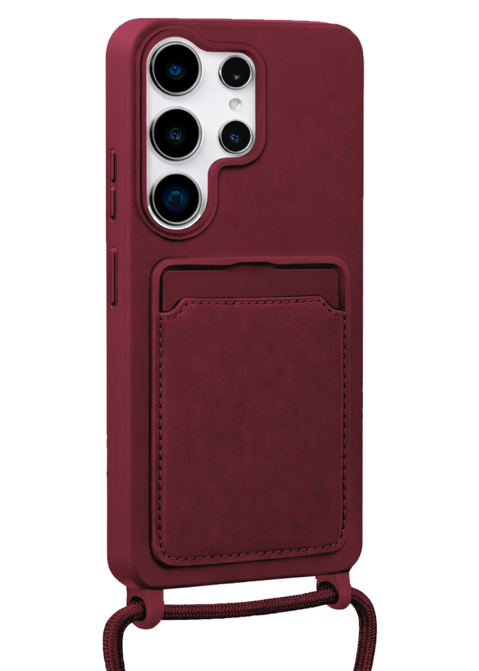 LUQ LUQ Samsung Galaxy S26 Ultra Hoesje Pashouder met Koord Met Screenprotector - Aubergine