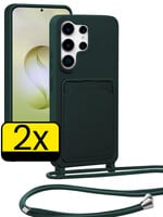 LUQ LUQ Samsung Galaxy S26 Ultra Hoesje Pashouder met Koord - Donkergroen - 2 PACK