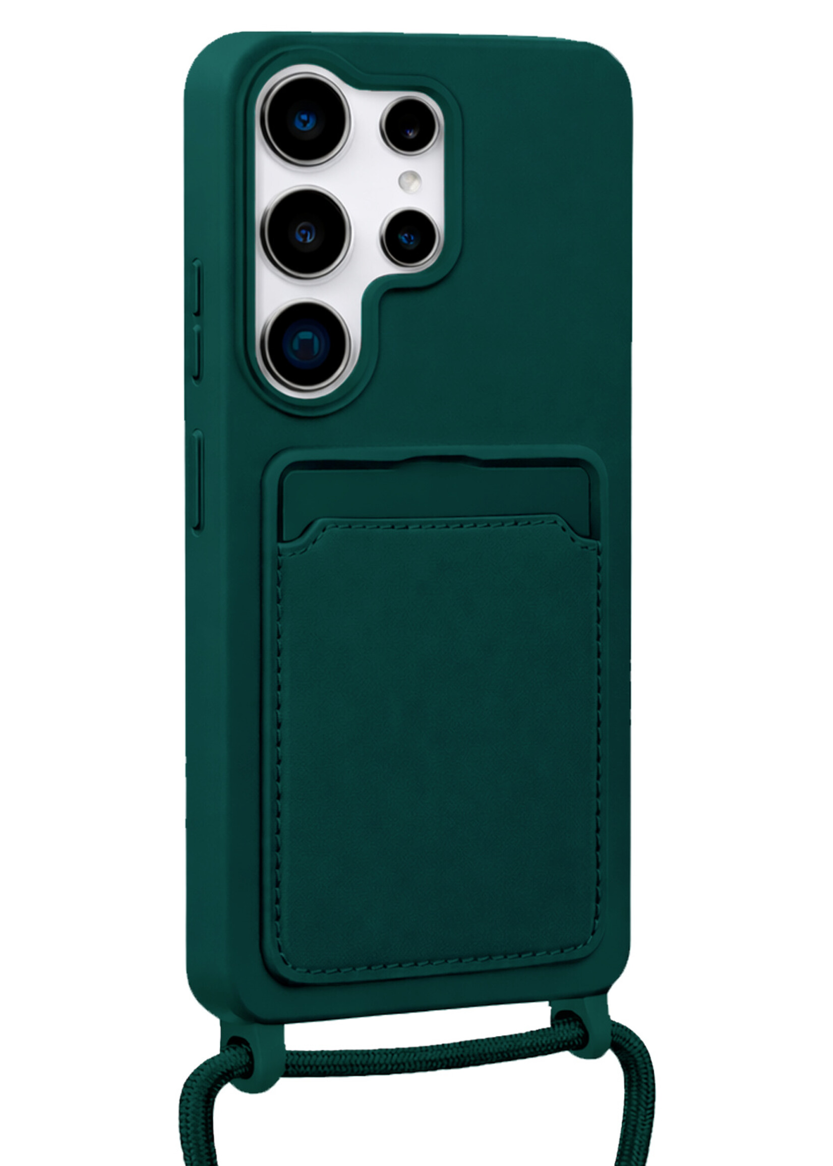 LUQ LUQ Samsung Galaxy S26 Ultra Hoesje Pashouder met Koord Met Screenprotector - Donkergroen