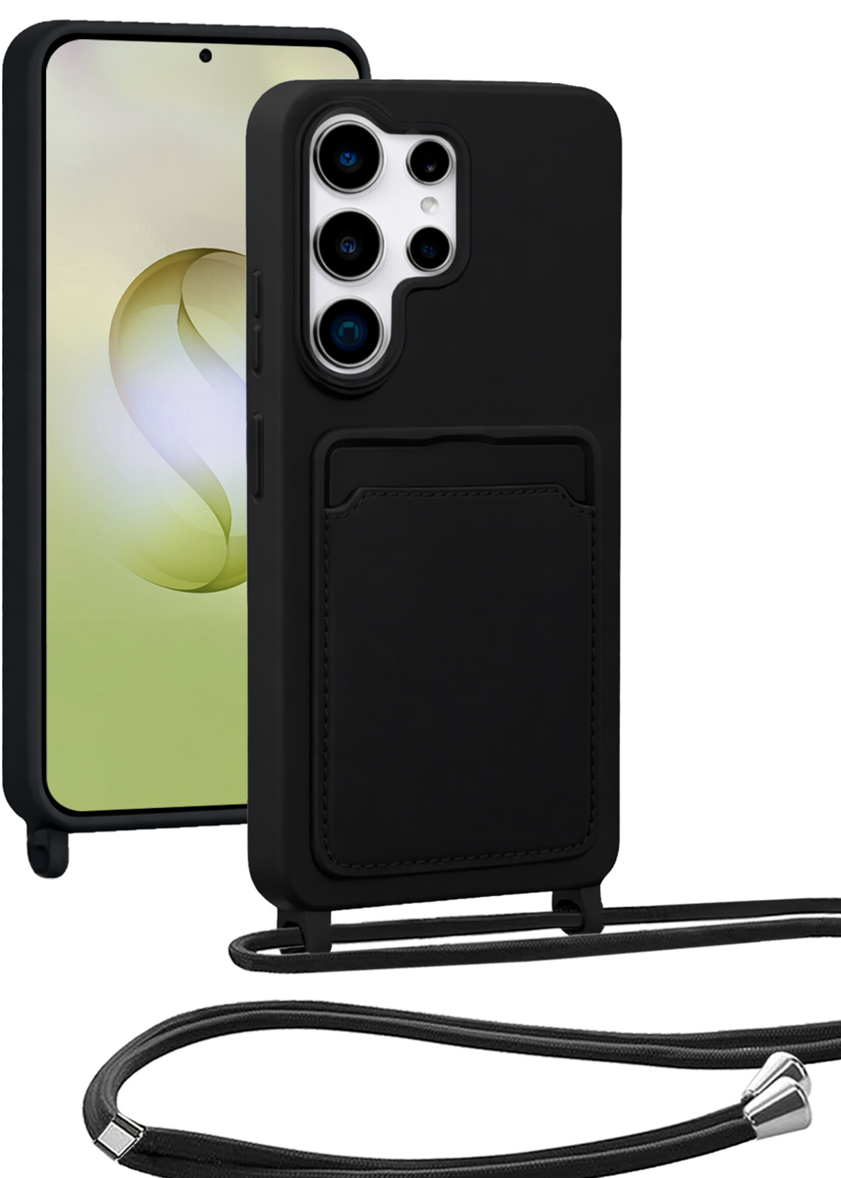 LUQ LUQ Samsung Galaxy S26 Ultra Hoesje Pashouder met Koord - Zwart