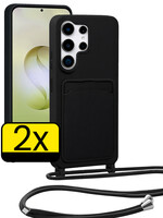 LUQ LUQ Samsung Galaxy S26 Ultra Hoesje Pashouder met Koord - Zwart - 2 PACK