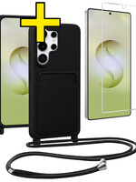 LUQ LUQ Samsung Galaxy S26 Ultra Hoesje Pashouder met Koord Met Screenprotector - Zwart