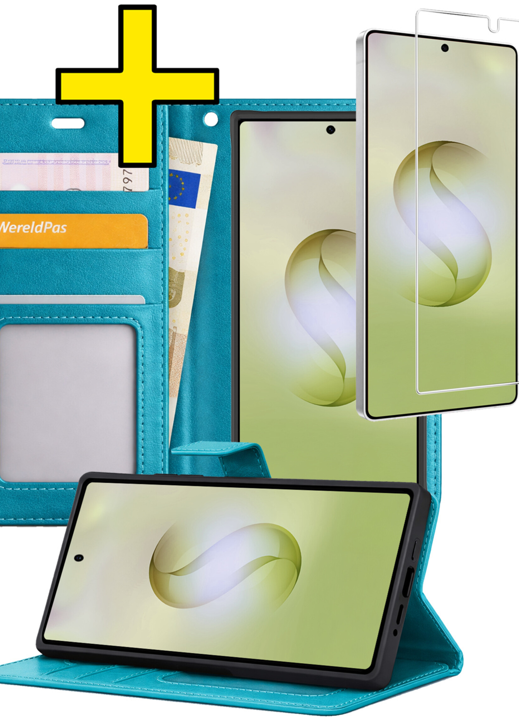 LUQ LUQ Samsung Galaxy S26 Ultra Hoesje Bookcase Met Screenprotector - Turquoise