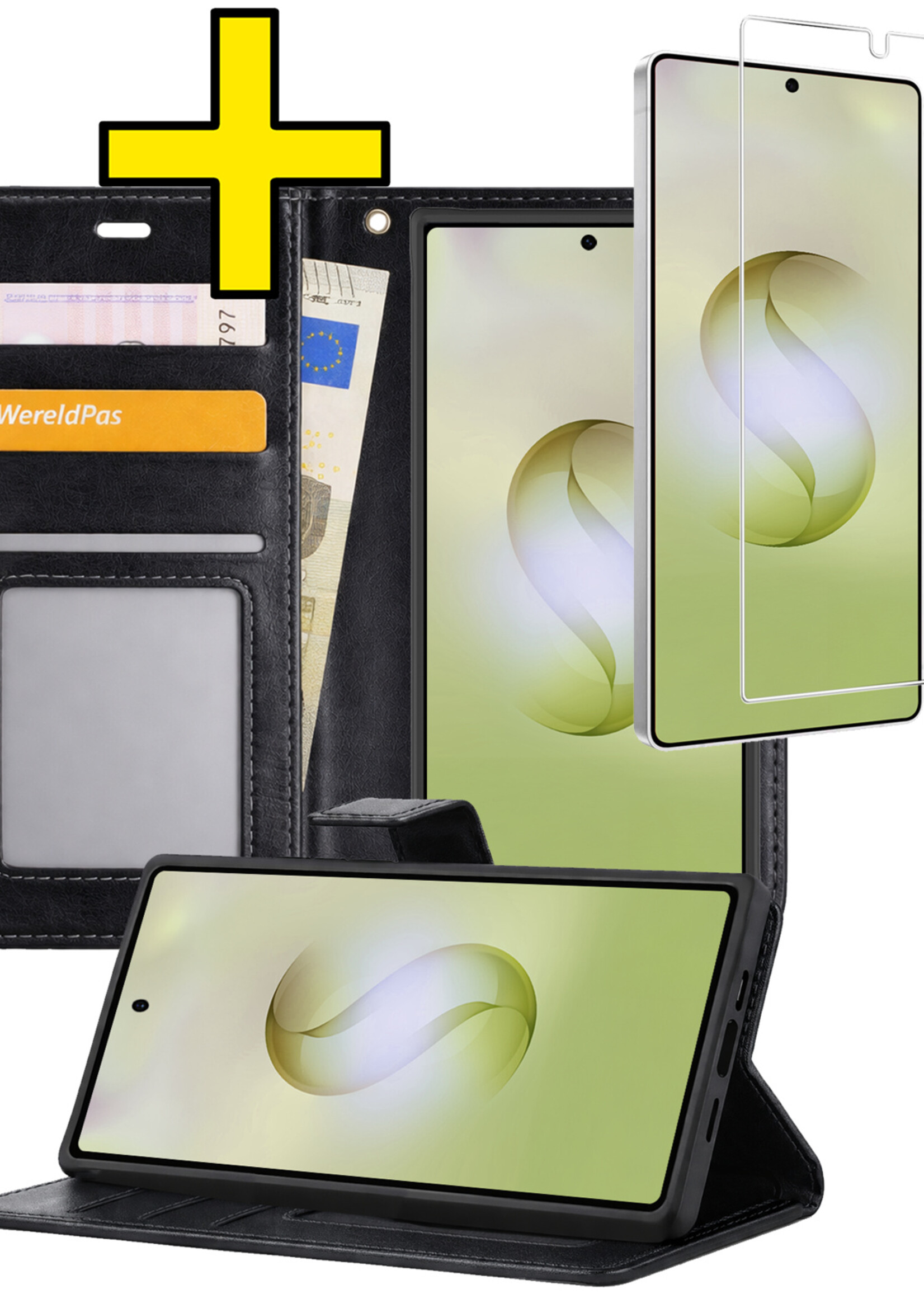 LUQ LUQ Samsung Galaxy S26 Ultra Hoesje Bookcase Met Screenprotector - Zwart