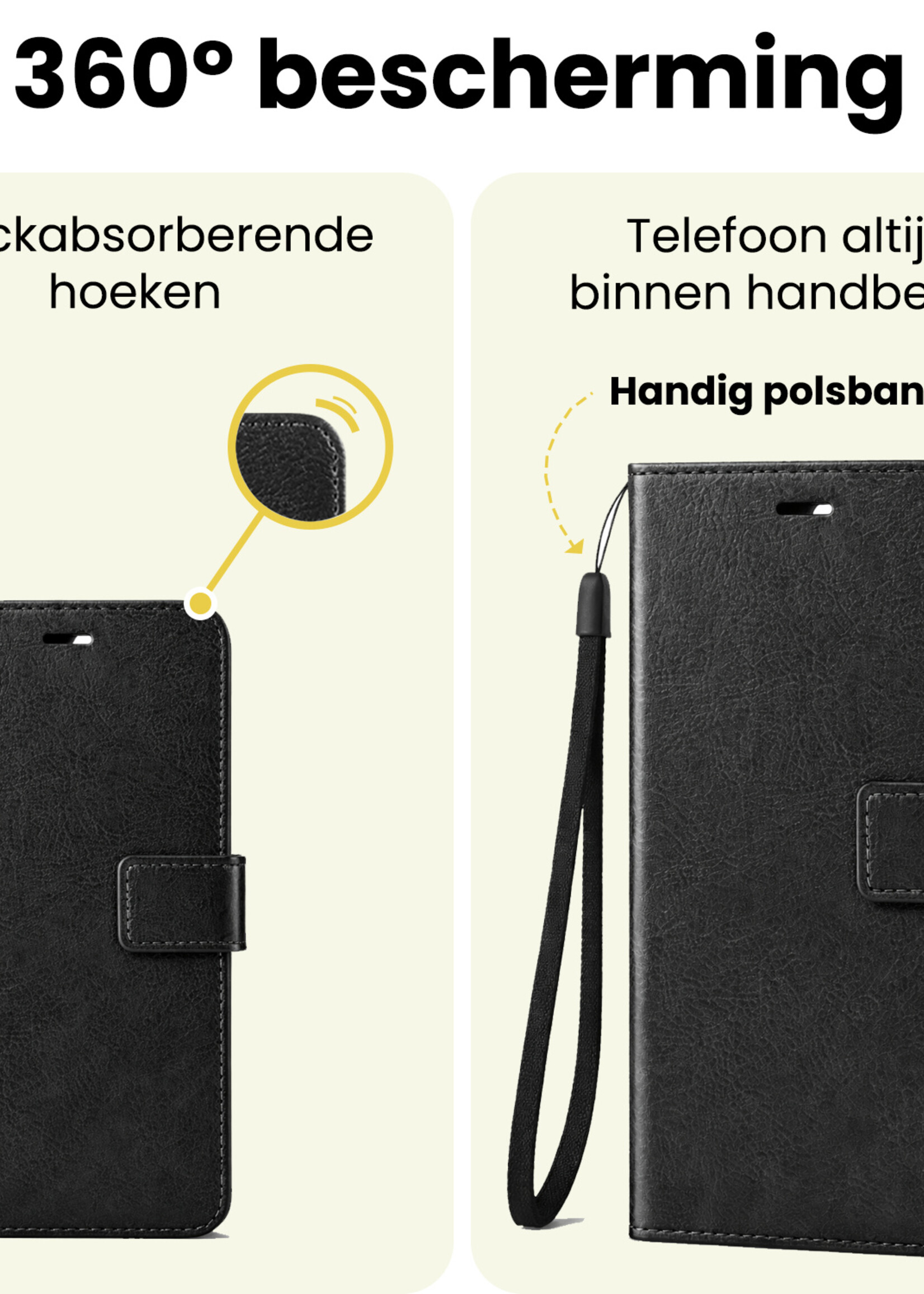 LUQ LUQ Samsung Galaxy S26 Ultra Hoesje Bookcase Met Screenprotector - Zwart