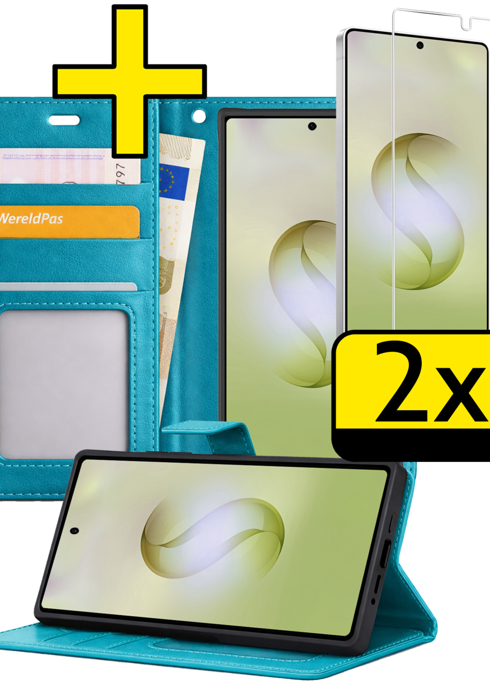 LUQ LUQ Samsung Galaxy S26 Ultra Hoesje Bookcase Met 2x Screenprotector - Turquoise
