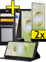 LUQ LUQ Samsung Galaxy S26 Ultra Hoesje Bookcase Met 2x Screenprotector - Zwart