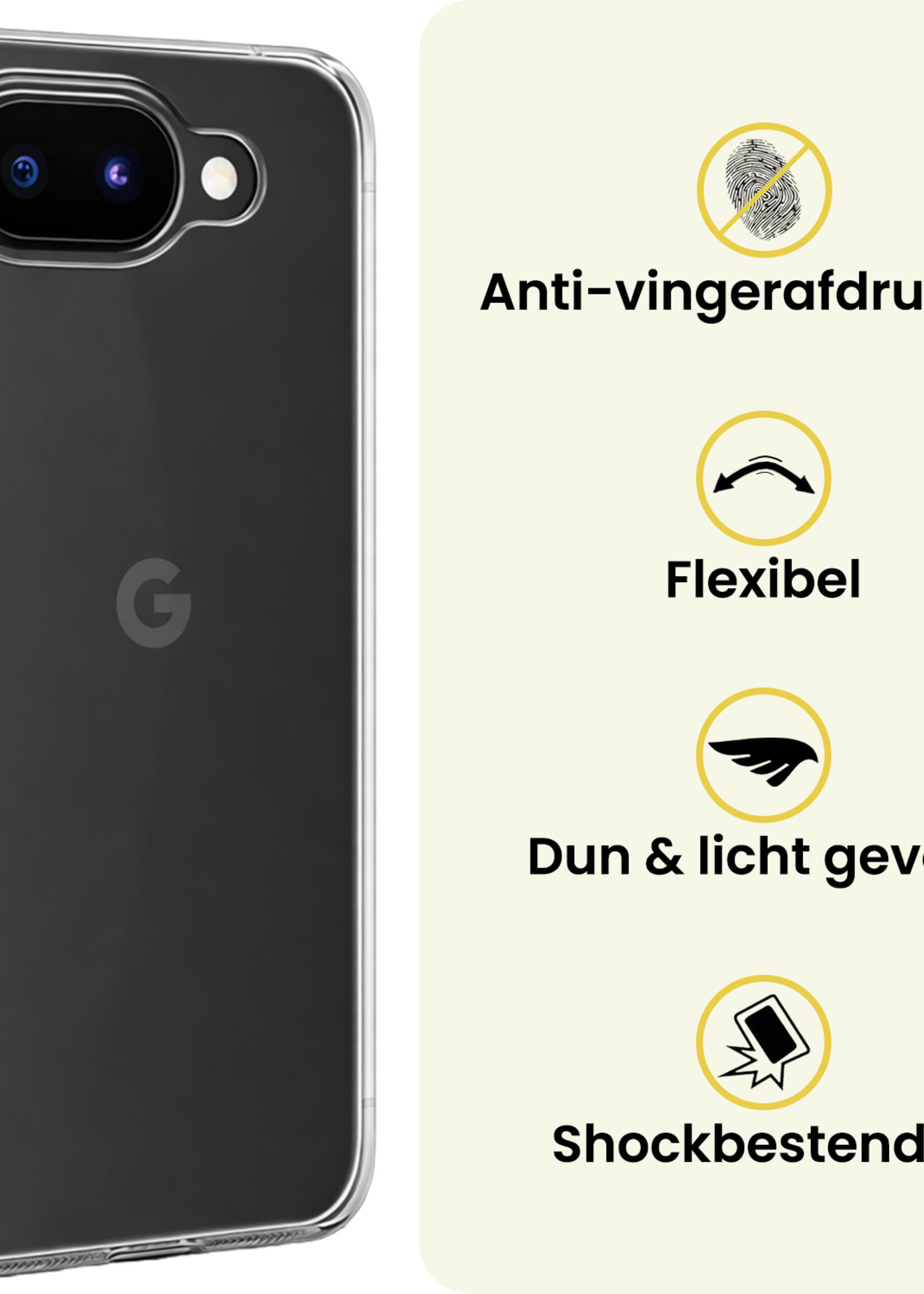 LUQ LUQ Google Pixel 10a Hoesje Siliconen Met 2x Screenprotector - Transparant
