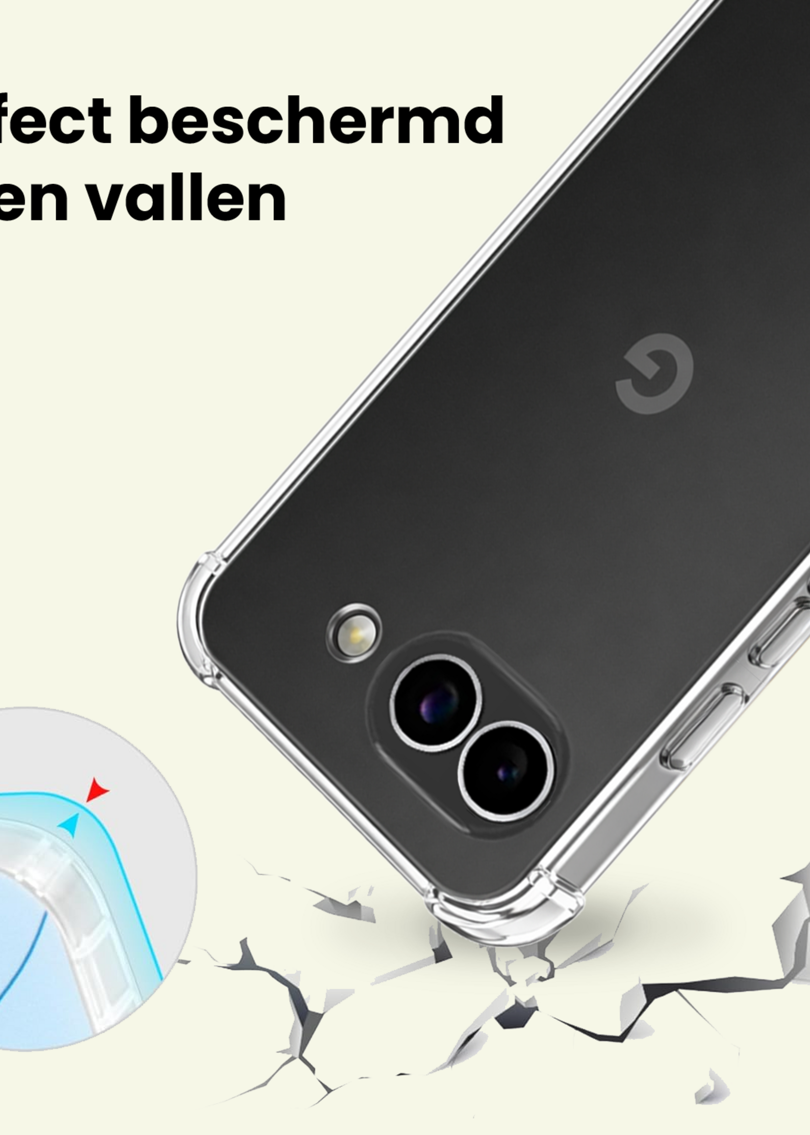 LUQ LUQ Google Pixel 9a Hoesje Transparant Shockproof Met Zwart Koord