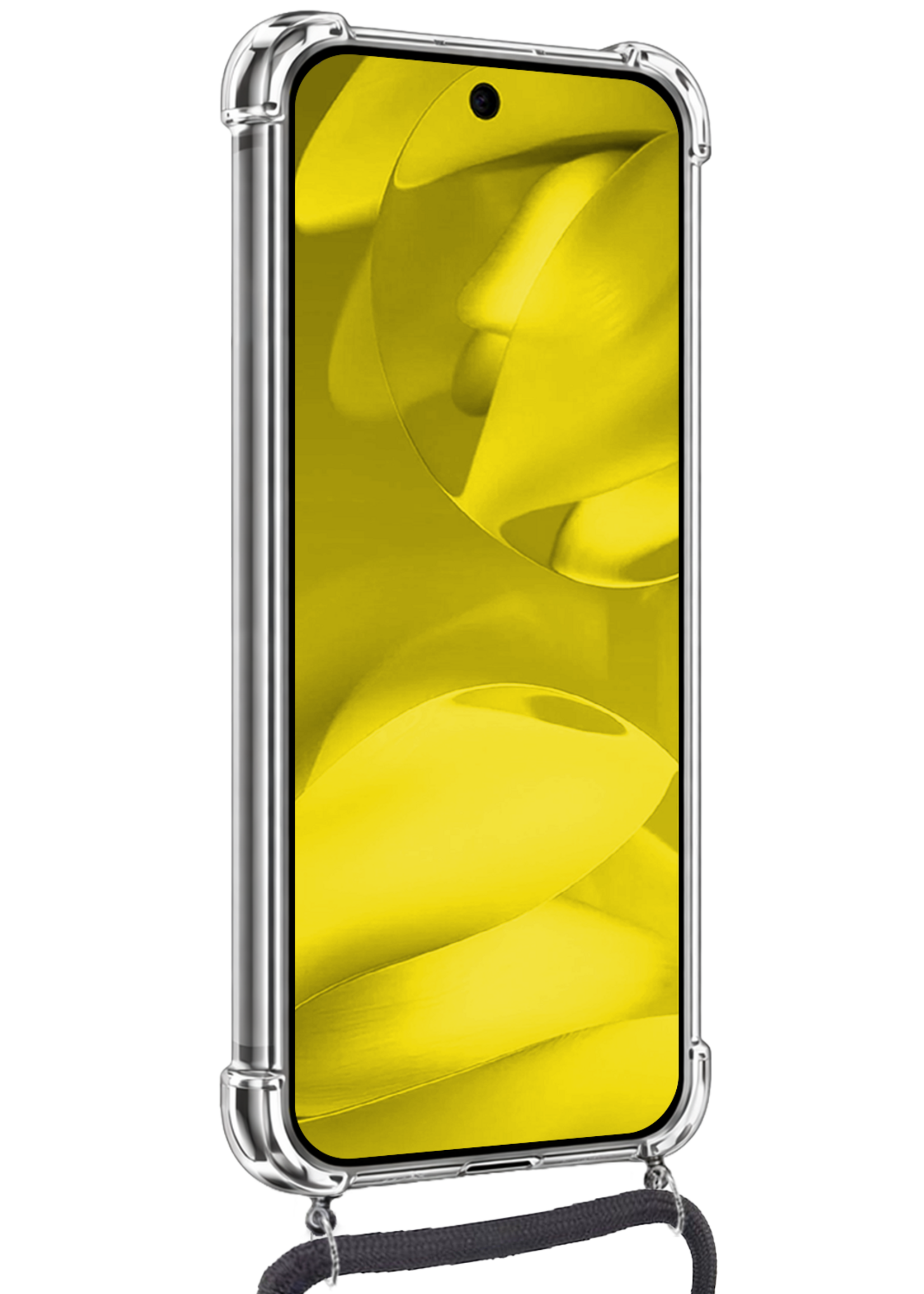 LUQ LUQ Google Pixel 9a Hoesje Transparant Shockproof Met Zwart Koord