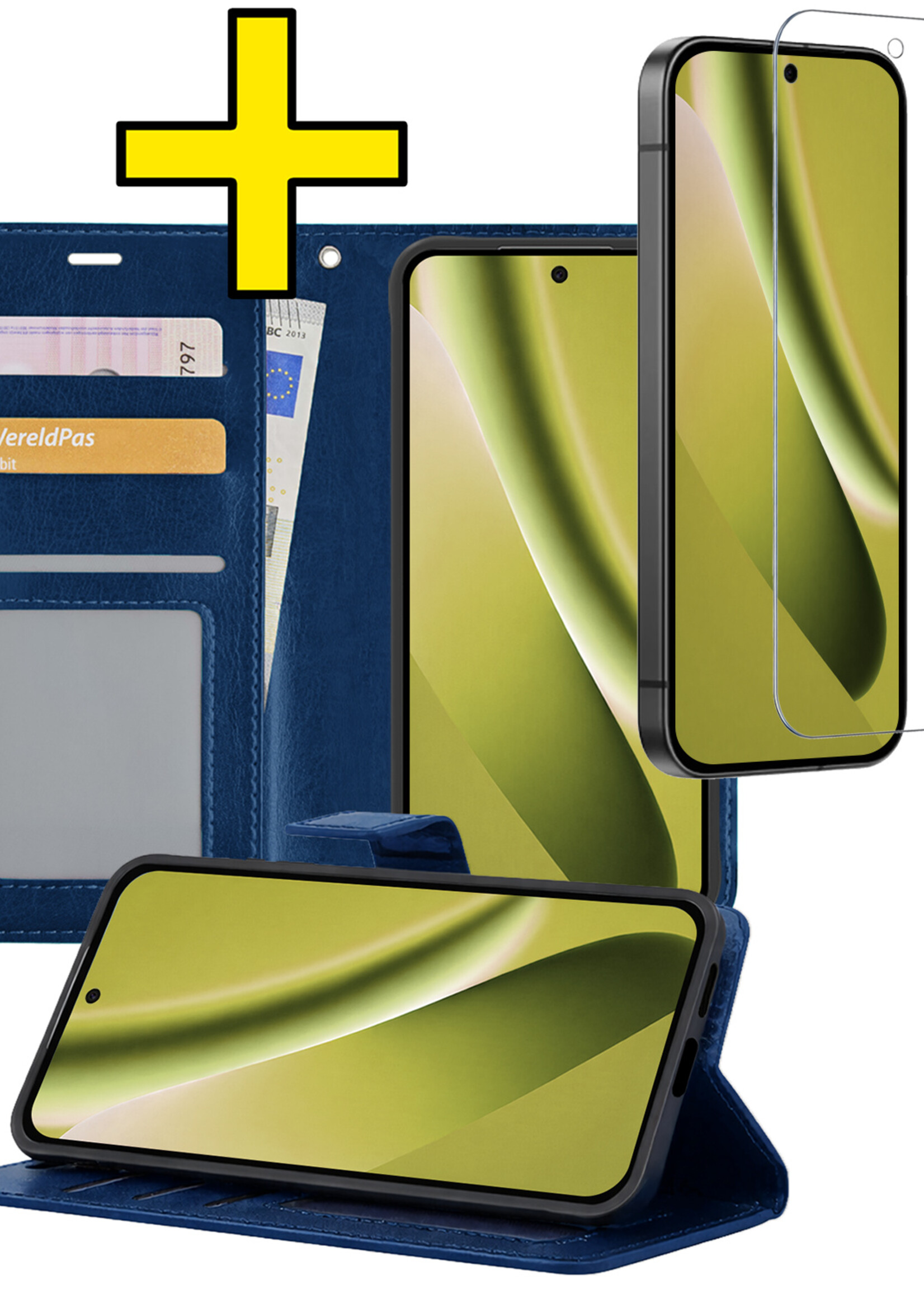 LUQ LUQ Google Pixel 10a Hoesje Bookcase Met Screenprotector - Donkerblauw