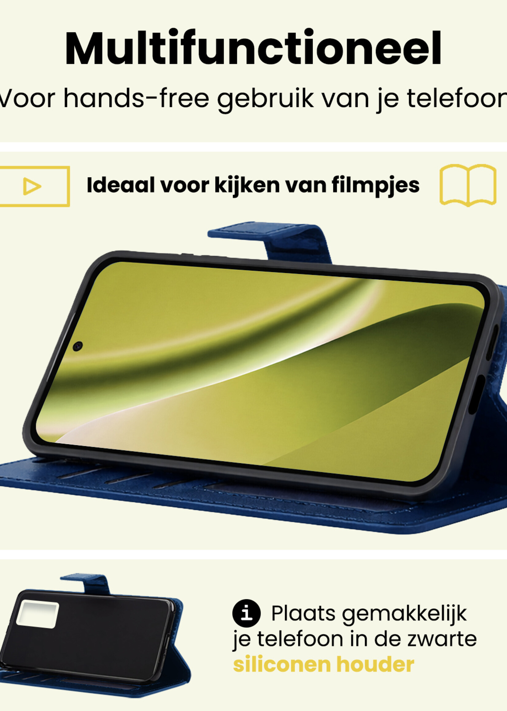 LUQ LUQ Google Pixel 10a Hoesje Bookcase Met Screenprotector - Donkerblauw