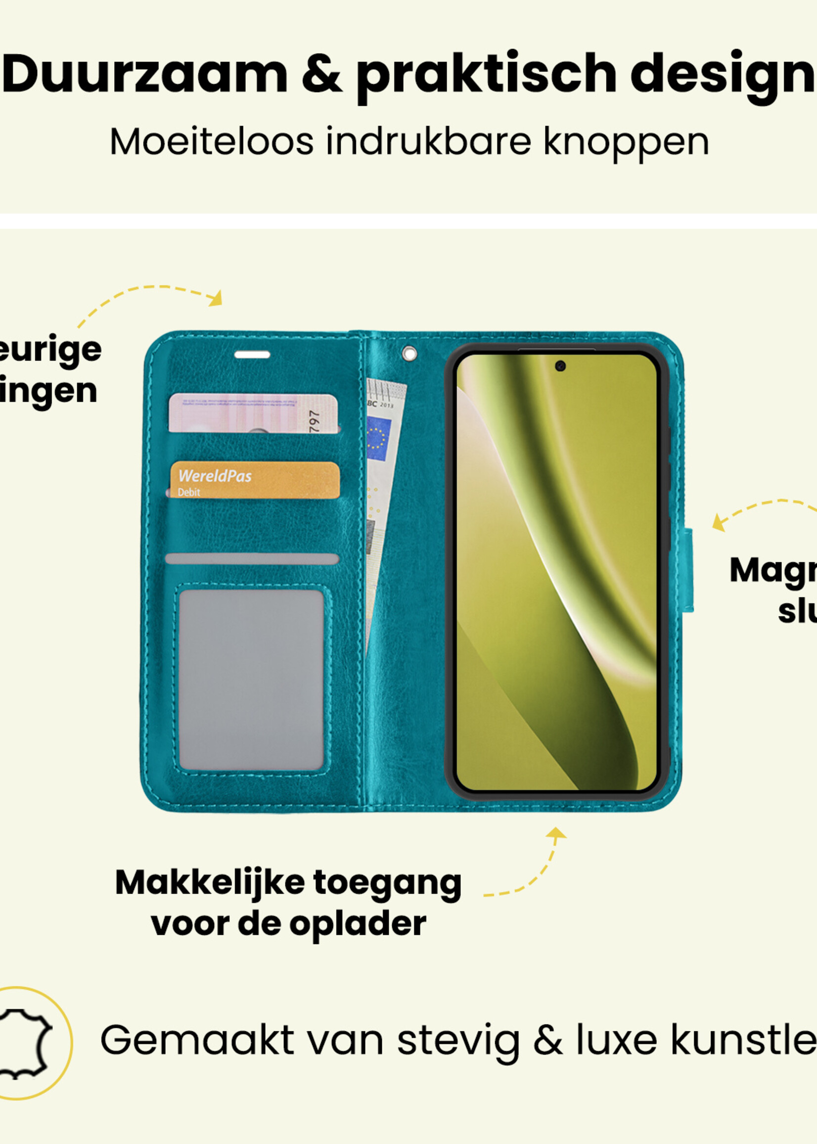 LUQ LUQ Google Pixel 10a Hoesje Bookcase Met Screenprotector - Turquoise