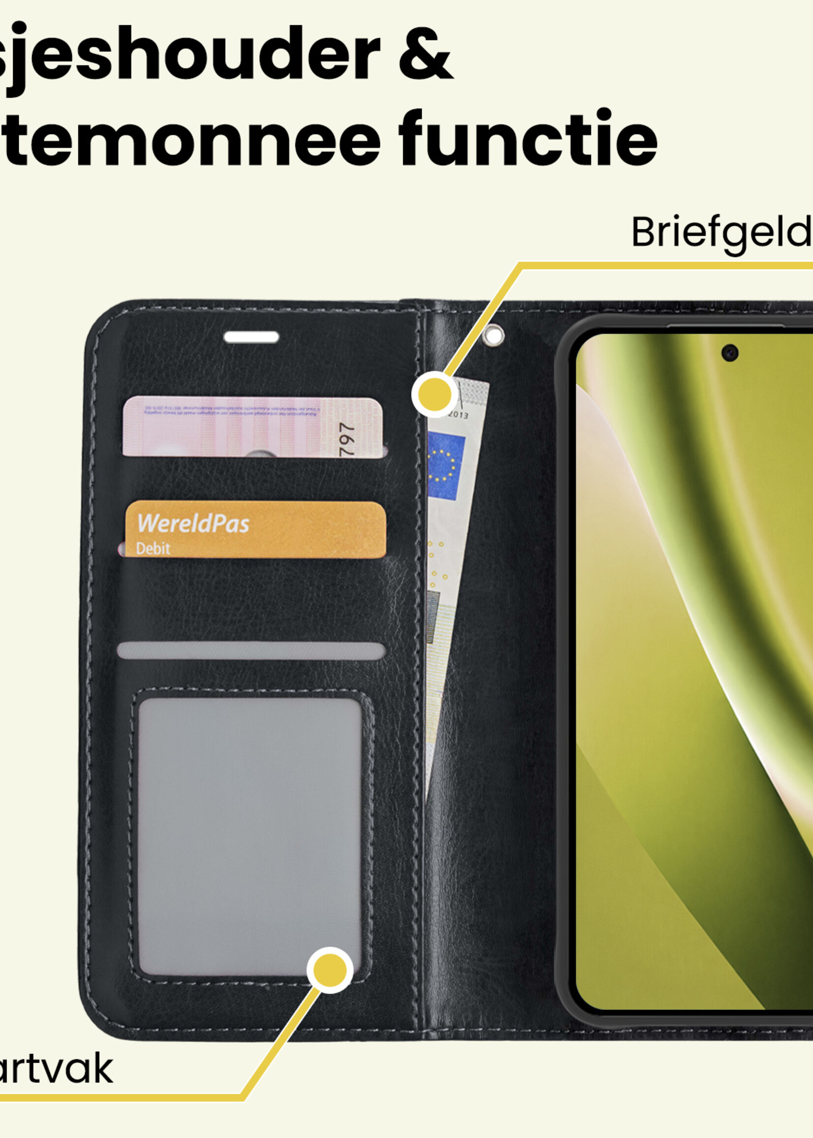 LUQ LUQ Google Pixel 10a Hoesje Bookcase Met Screenprotector - Zwart