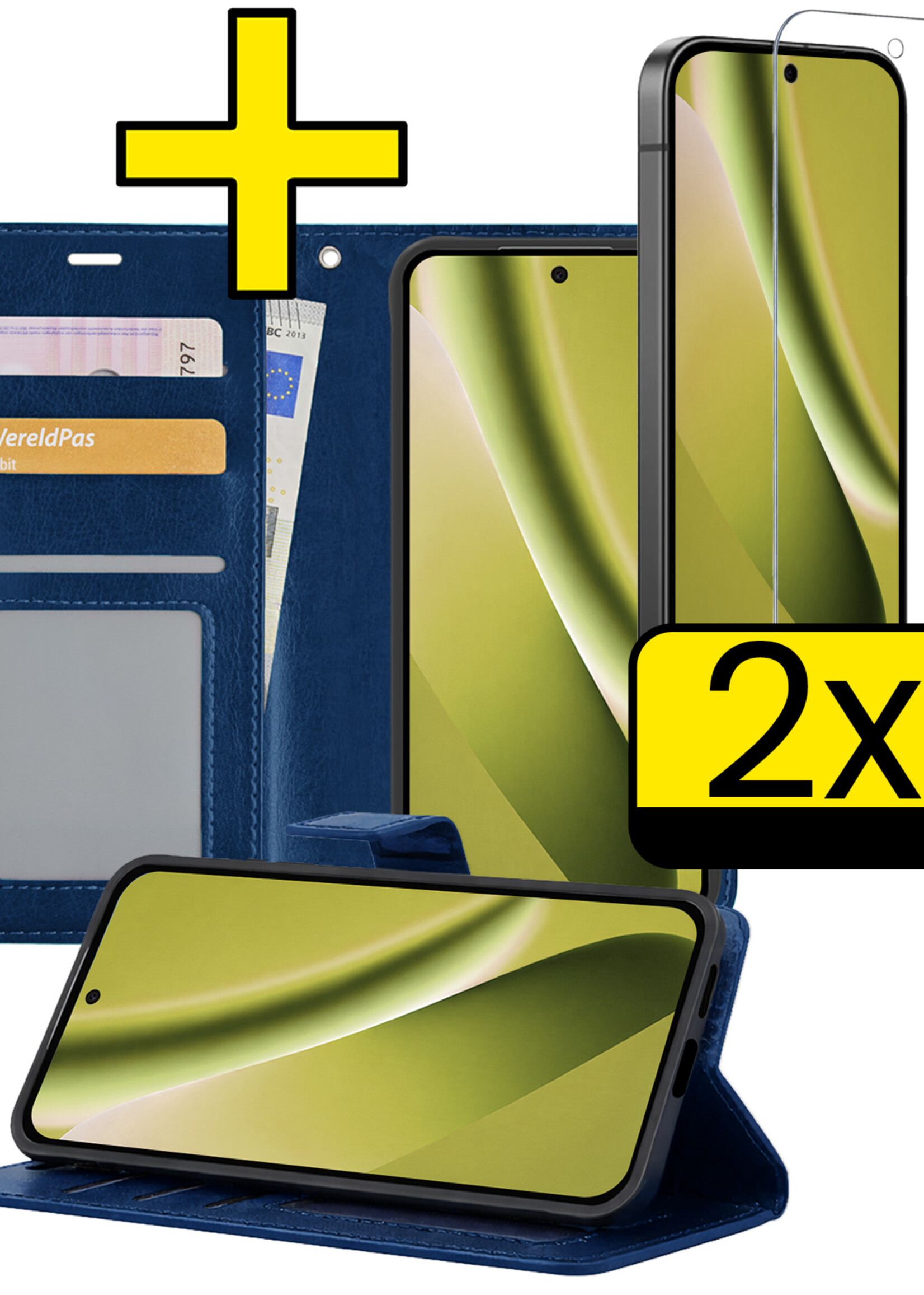 LUQ LUQ Google Pixel 10a Hoesje Bookcase Met 2x Screenprotector - Donkerblauw