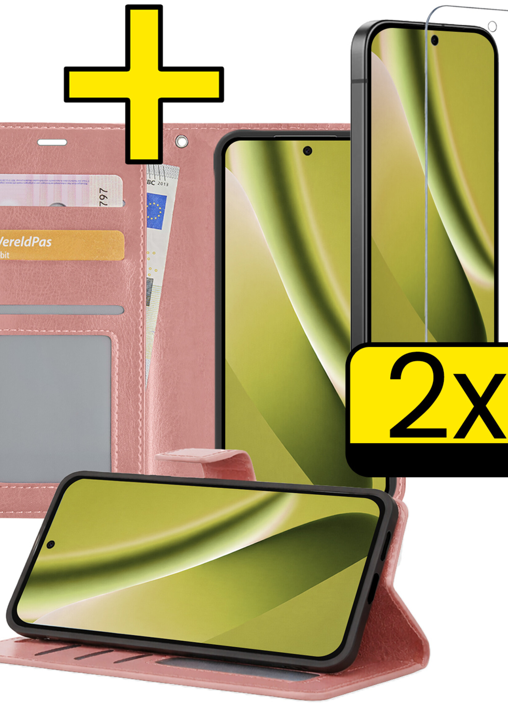 LUQ LUQ Google Pixel 10a Hoesje Bookcase Met 2x Screenprotector - Rose Goud