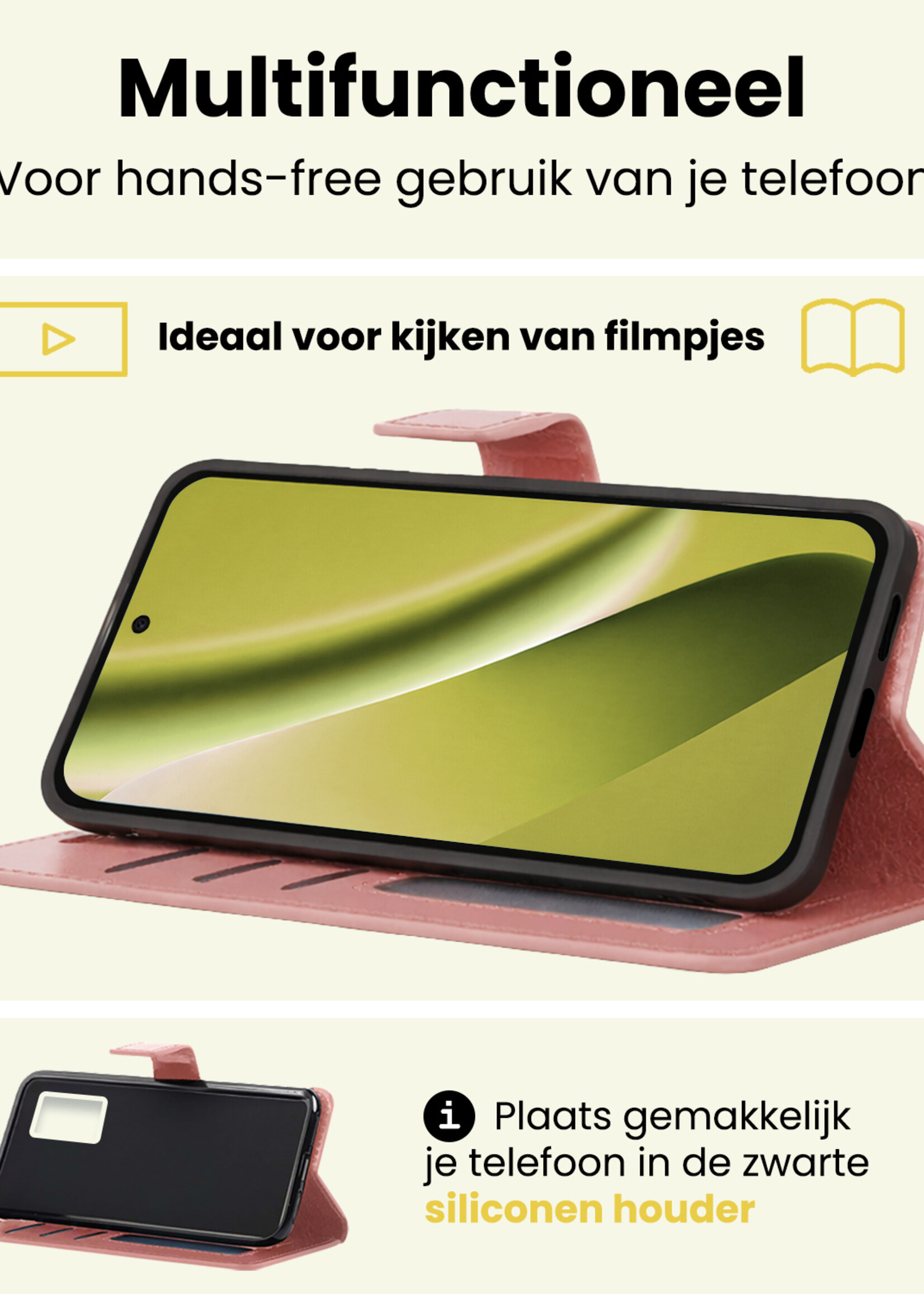 LUQ LUQ Google Pixel 10a Hoesje Bookcase Met 2x Screenprotector - Rose Goud