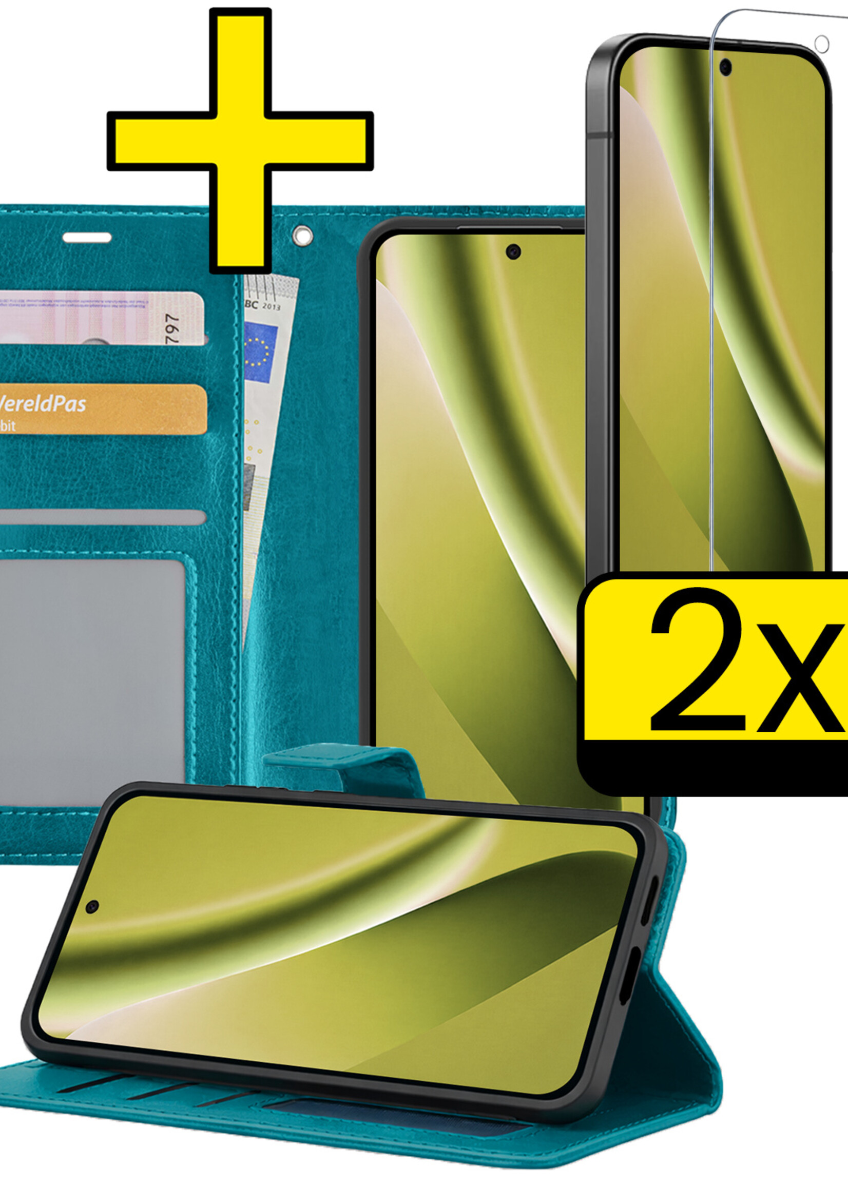 LUQ LUQ Google Pixel 10a Hoesje Bookcase Met 2x Screenprotector - Turquoise